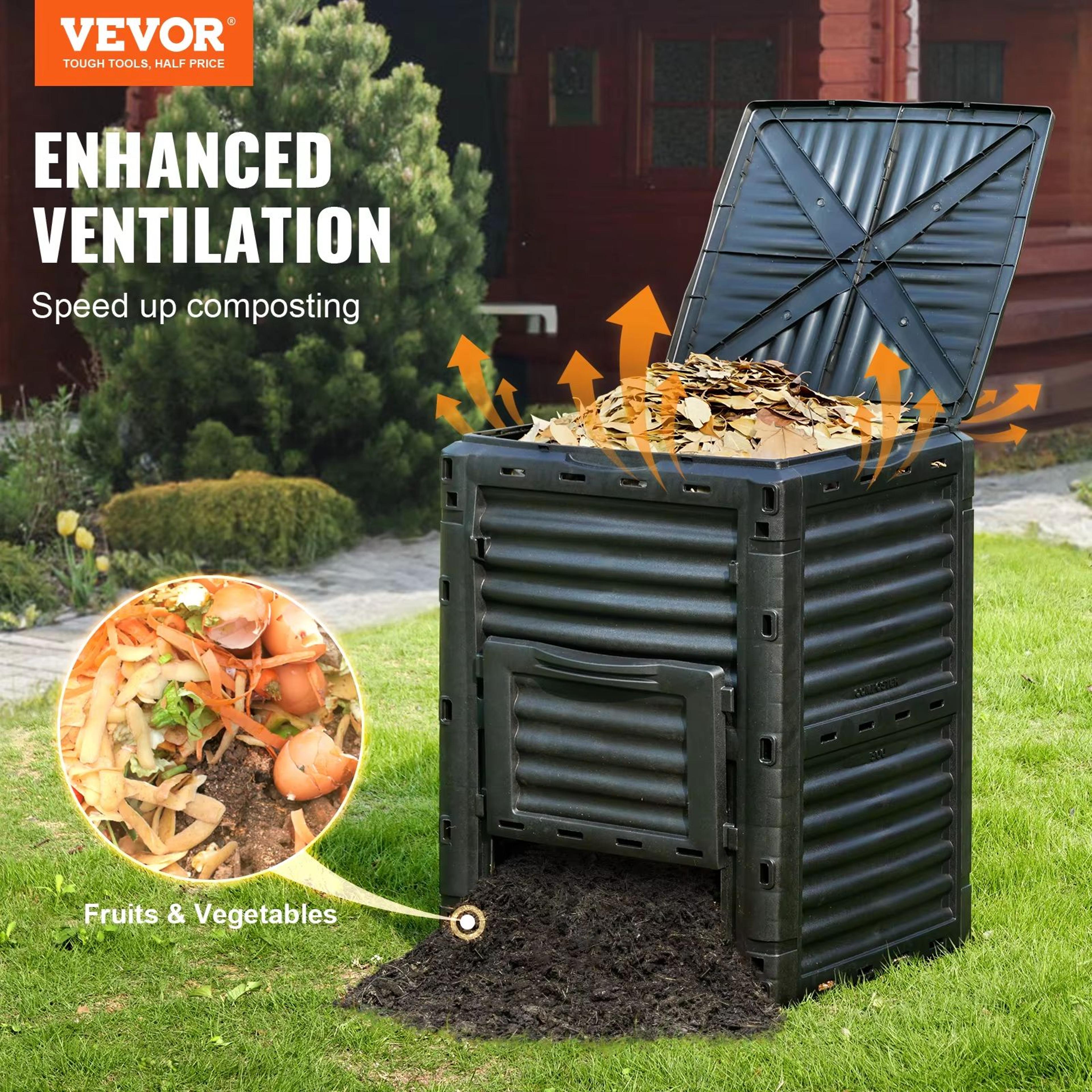 SucceBuy BPA Free Large Capacity Outdoor Garden Compost Bin With Lid And Bottom Door 1