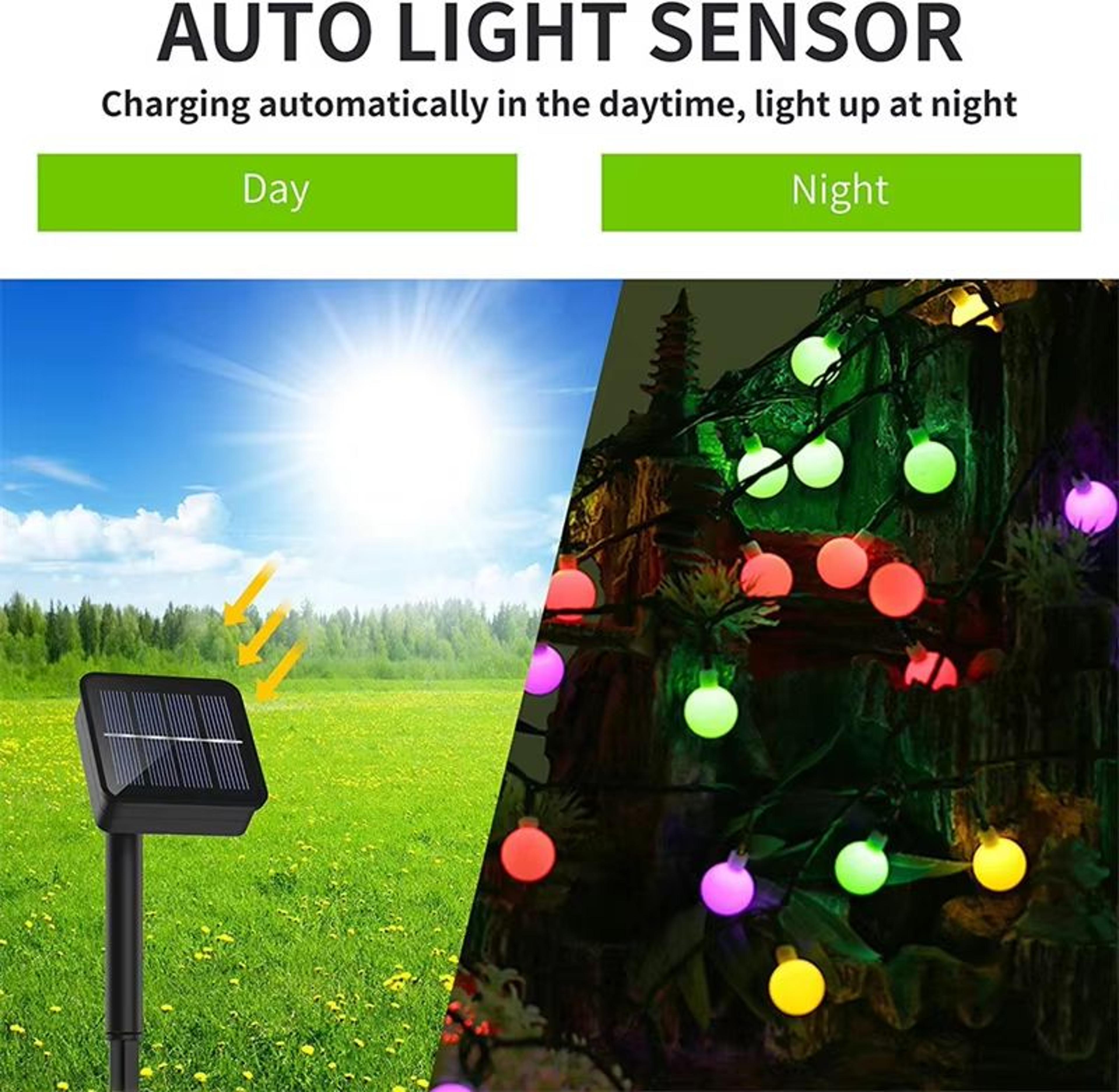 Solar Globe Fairy String Lights With 8 Lighting Modes For Outdoor Garden And Christmas Decor 3