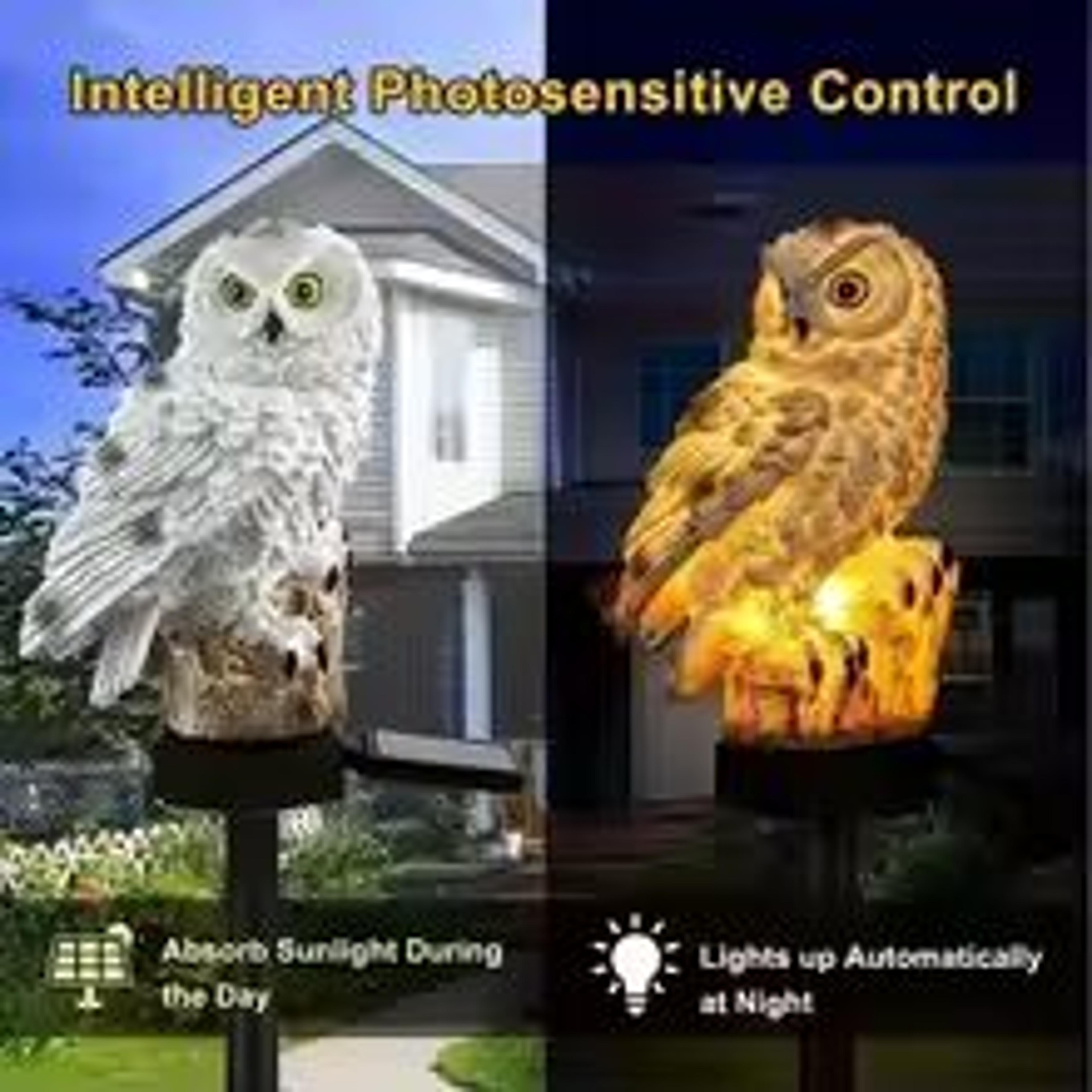 Solar Powered LED Owl Garden Stake Light With Automatic Dusk To Dawn Lighting 2