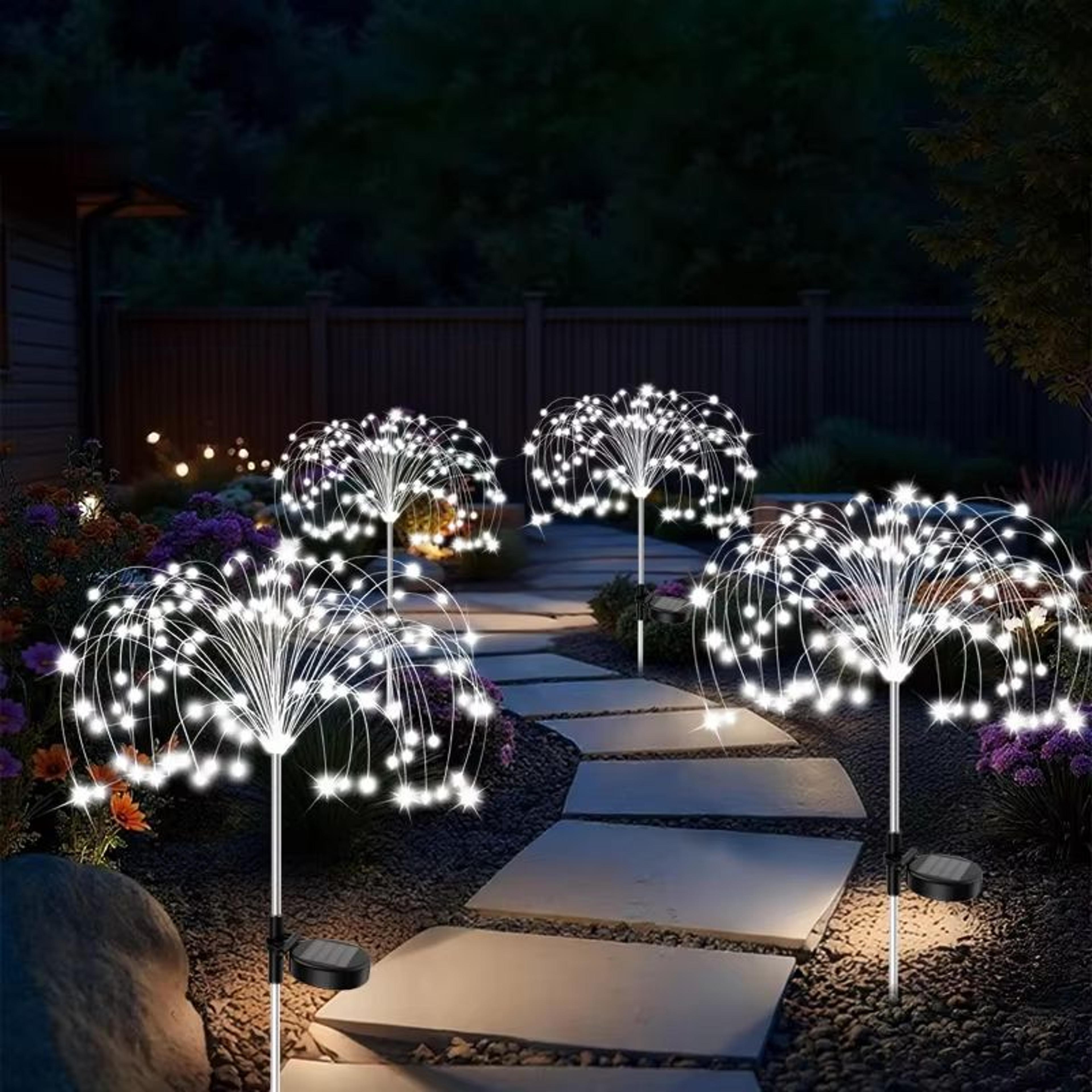 LED Solar Flower Firework Fairy Lights Waterproof Outdoor Garden And Pathway Decor 5