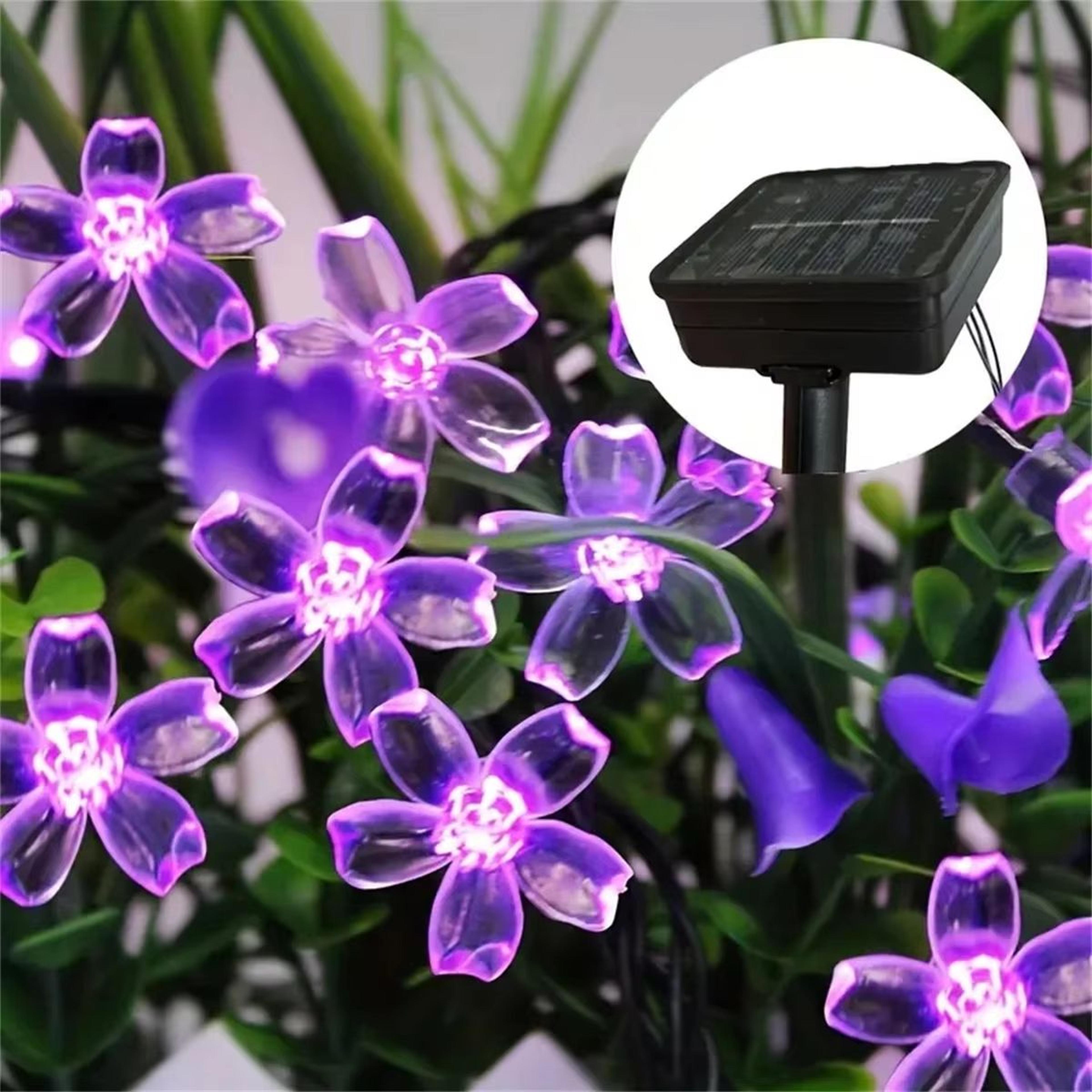 Purple Solar Flower Fairy String Lights Outdoor Decorative Garden Lighting 0