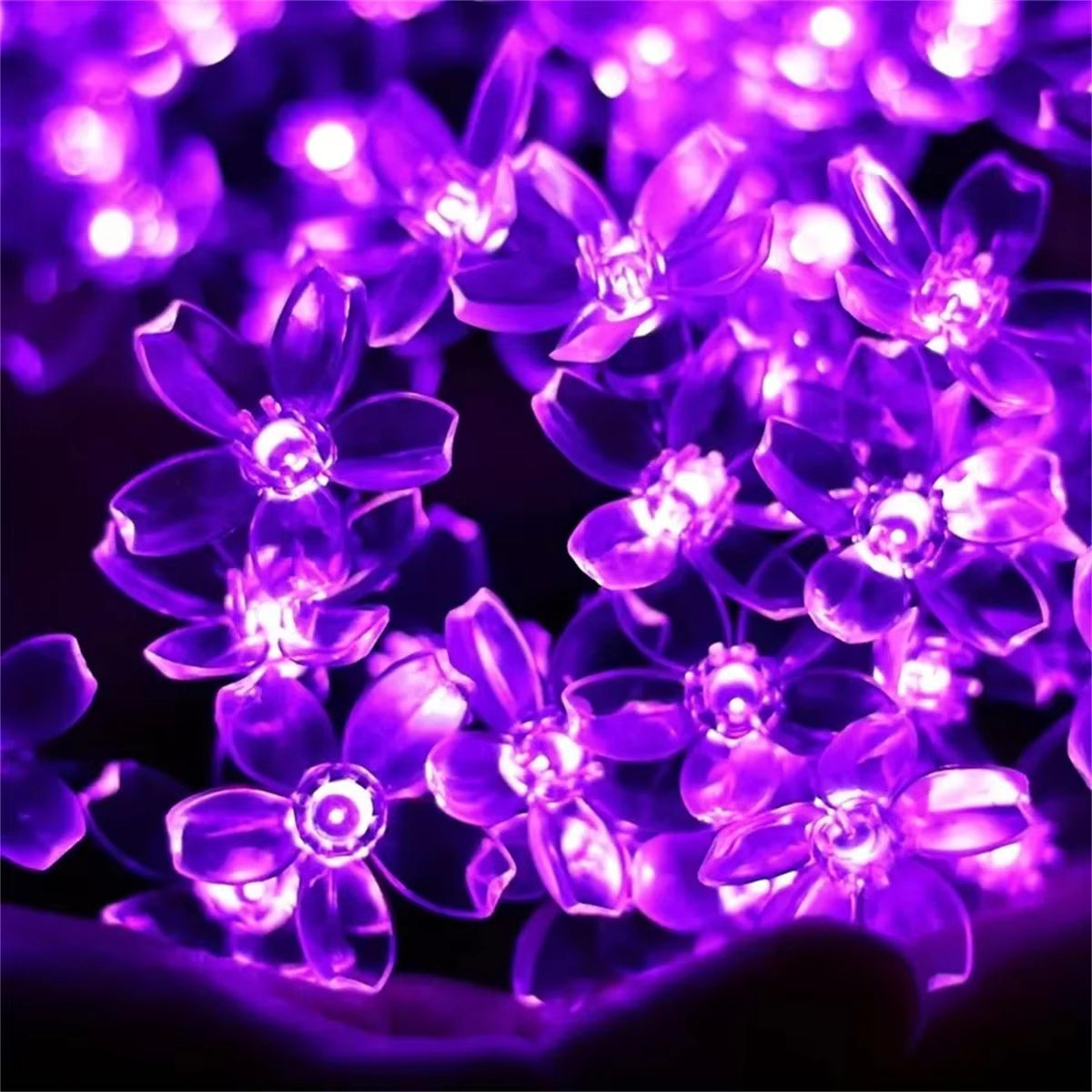 Purple Solar Flower Fairy String Lights Outdoor Decorative Garden Lighting 1