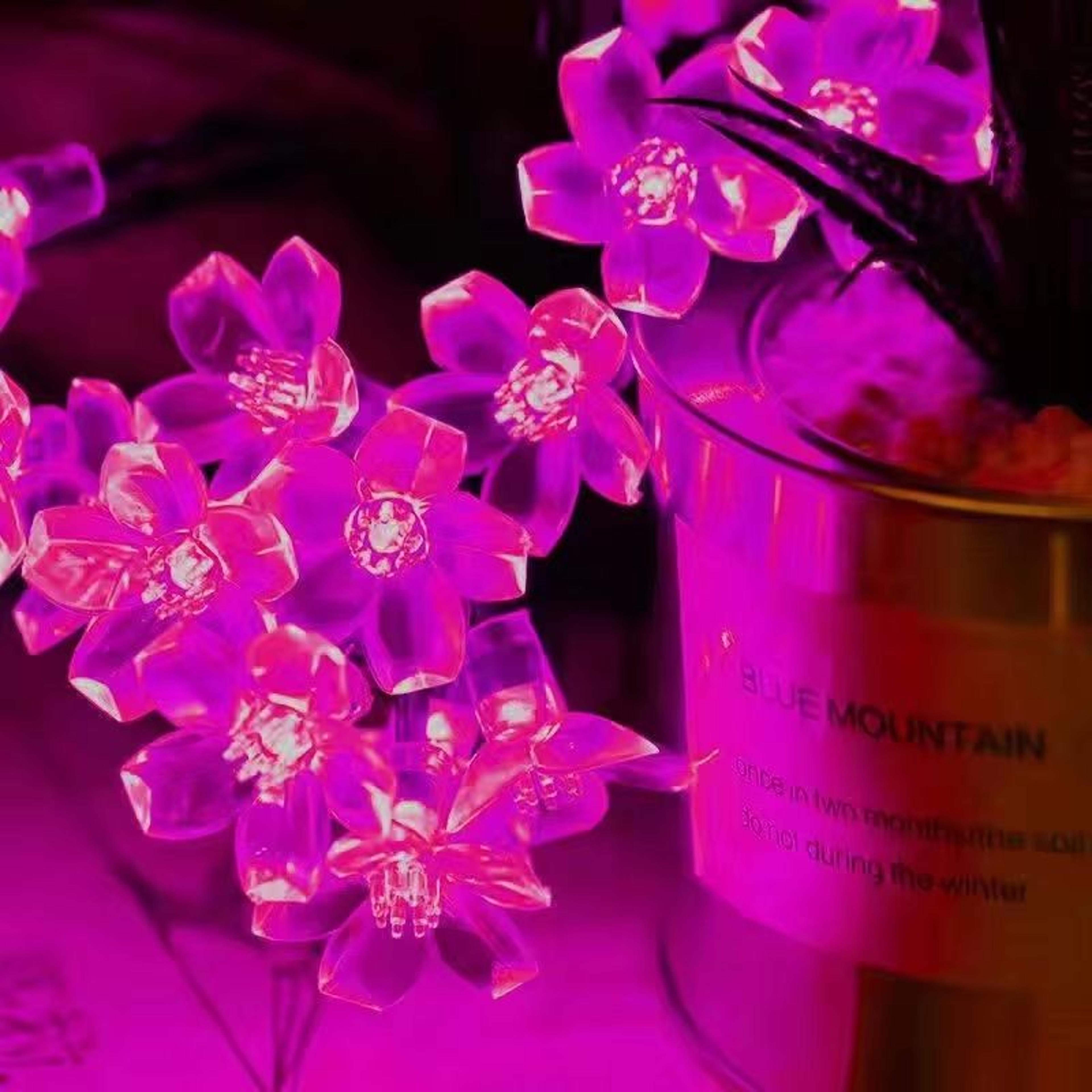 Solar Cherry Blossom Flower String Lights Waterproof Outdoor Garden Decoration 2
