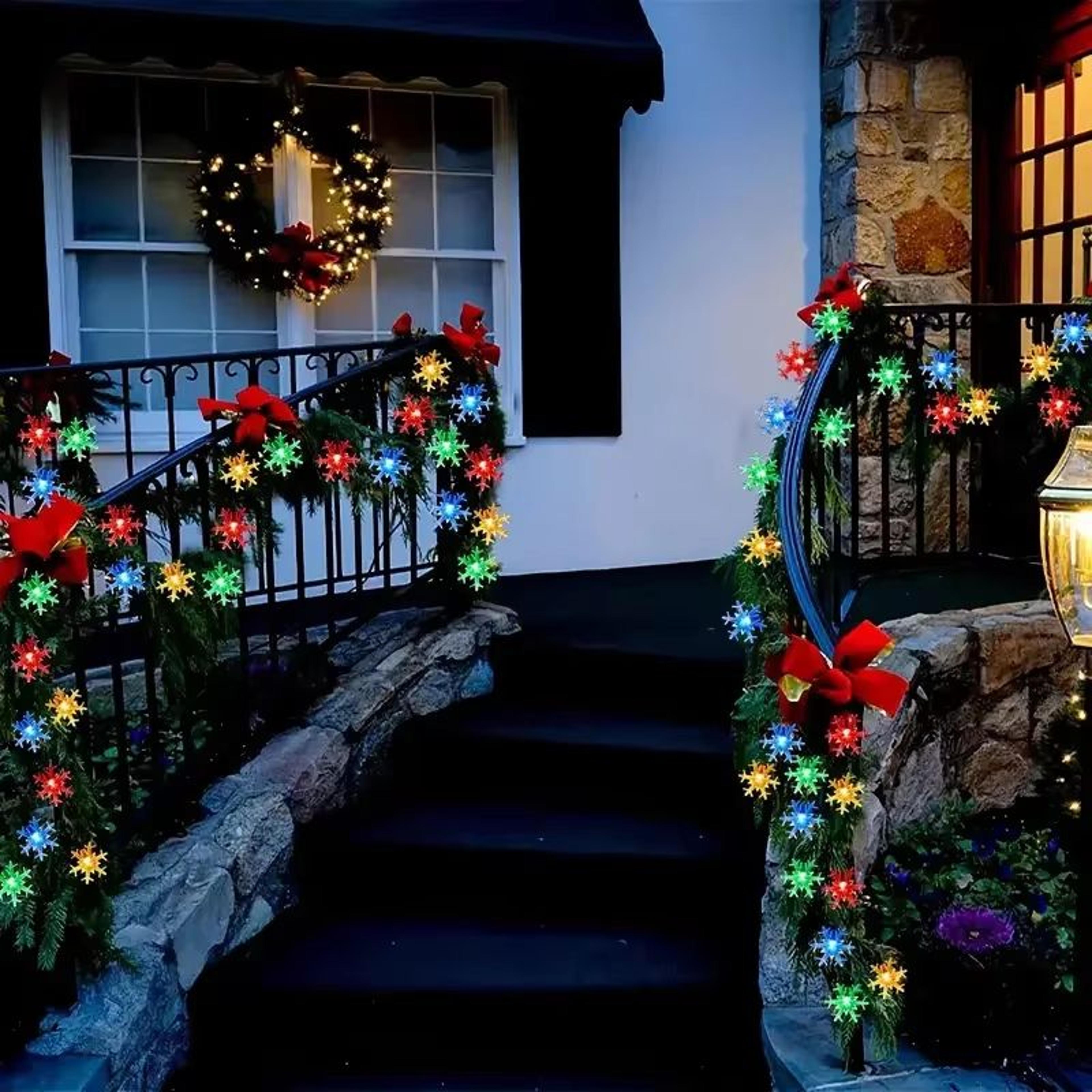Outdoor Solar Snowflake String Lights For Garden Christmas And Wedding Decor 5