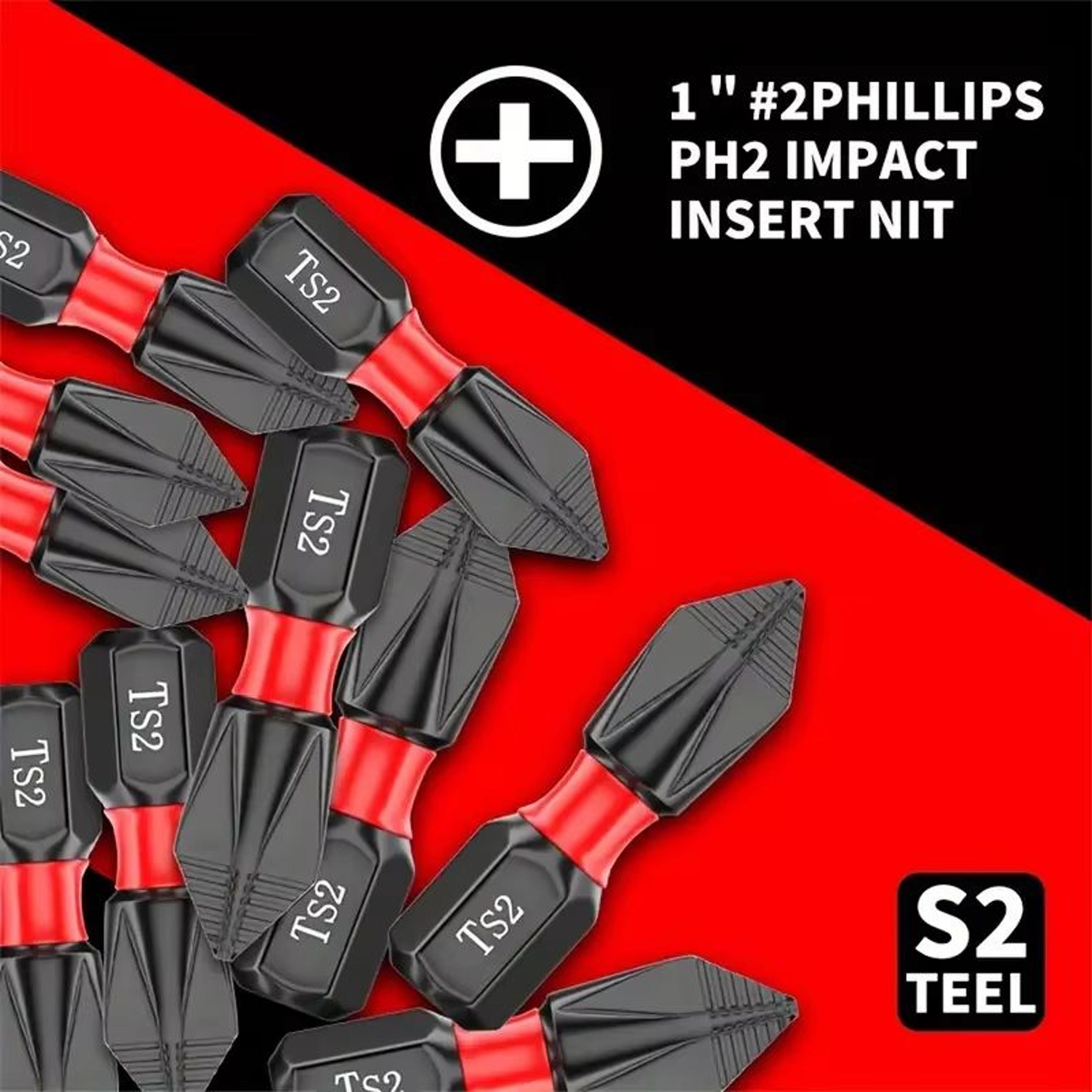 20Piece Magnetic Phillips Screwdriver Bit Set S2 Steel 098in Hex Shank Impact Bits 1