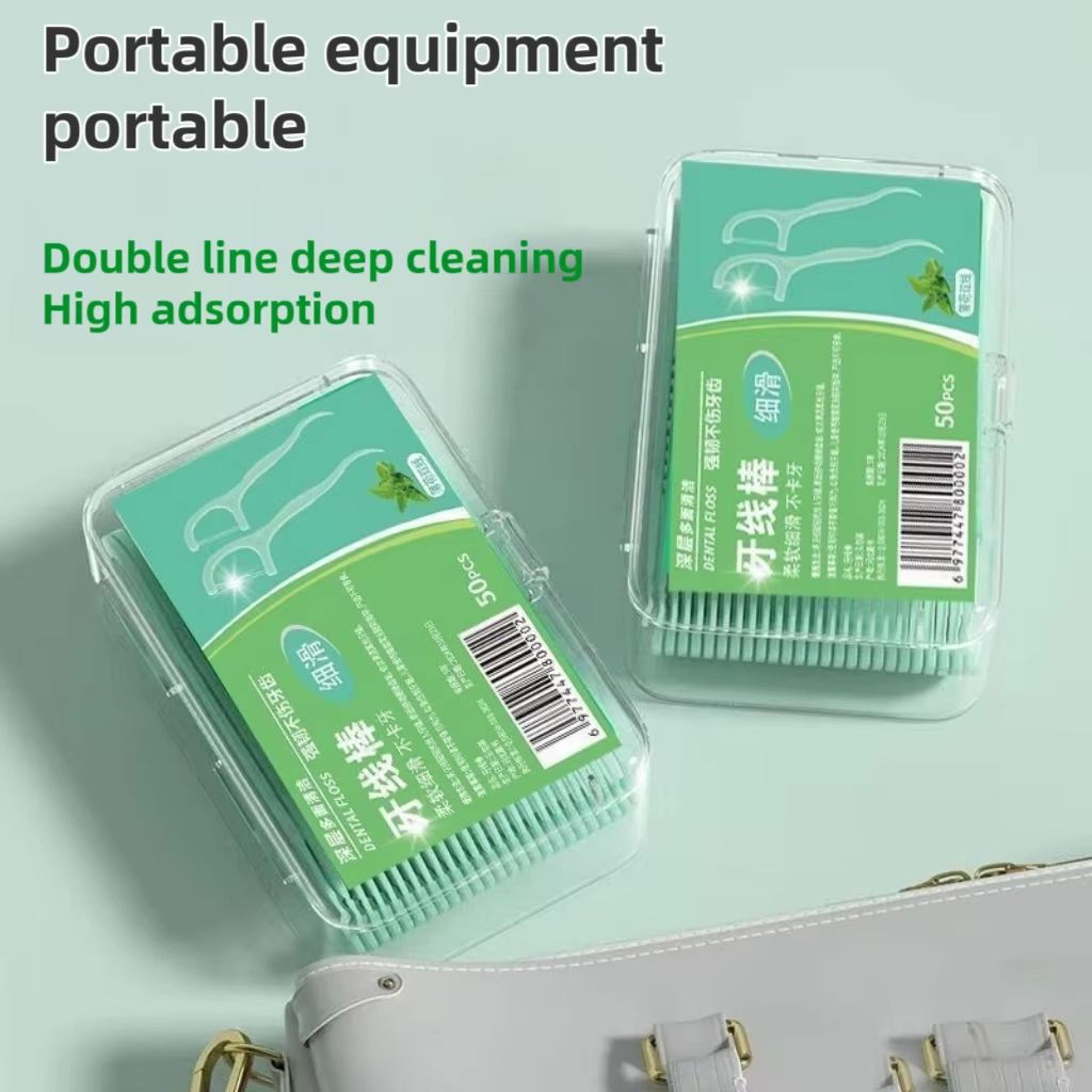Double Line Dental Floss Picks 100150500PCS Portable Interdental Flossers With Toothpick Tip For Ad 6