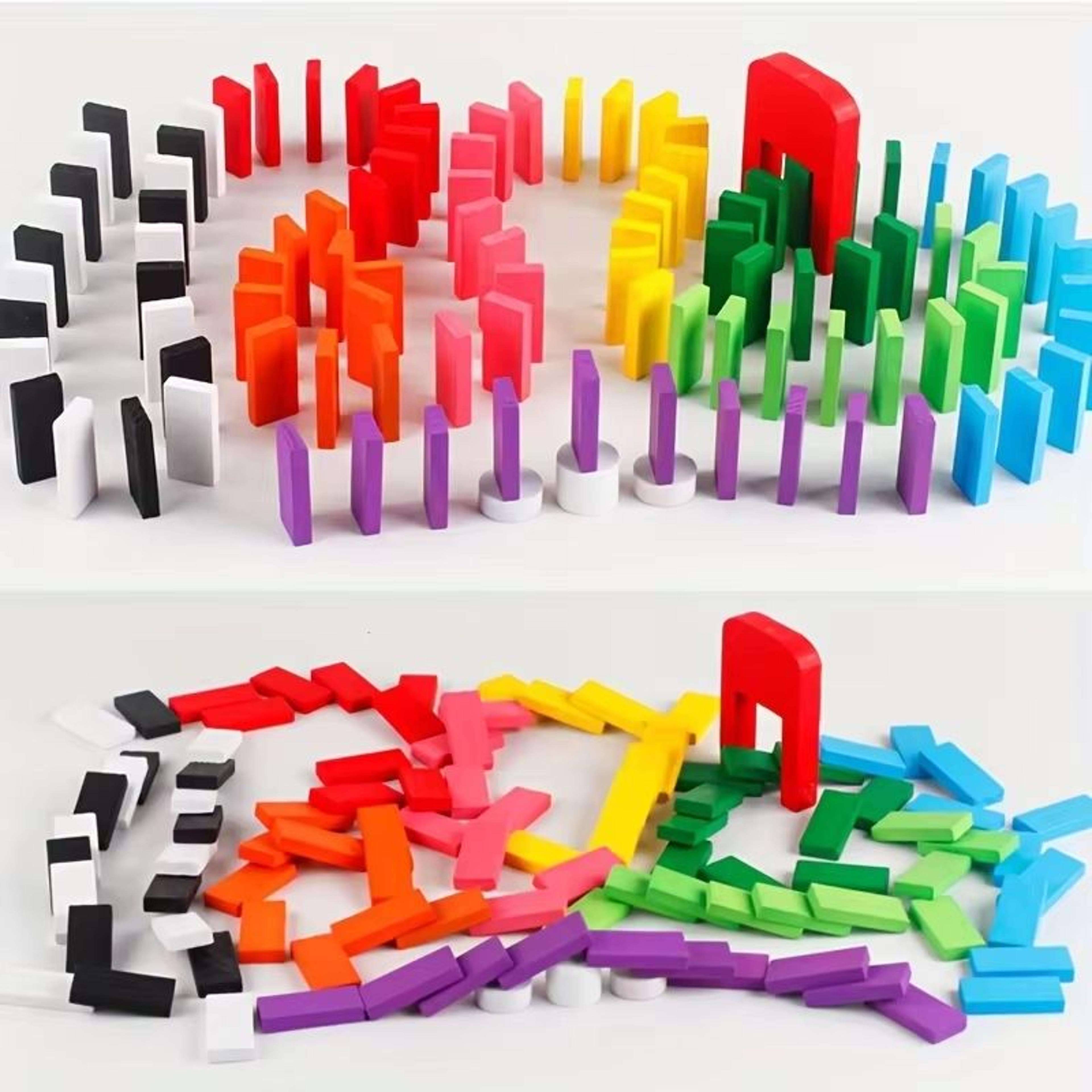 Rainbow Wooden Domino Blocks Montessori Color Sorting And Early Learning Set 4