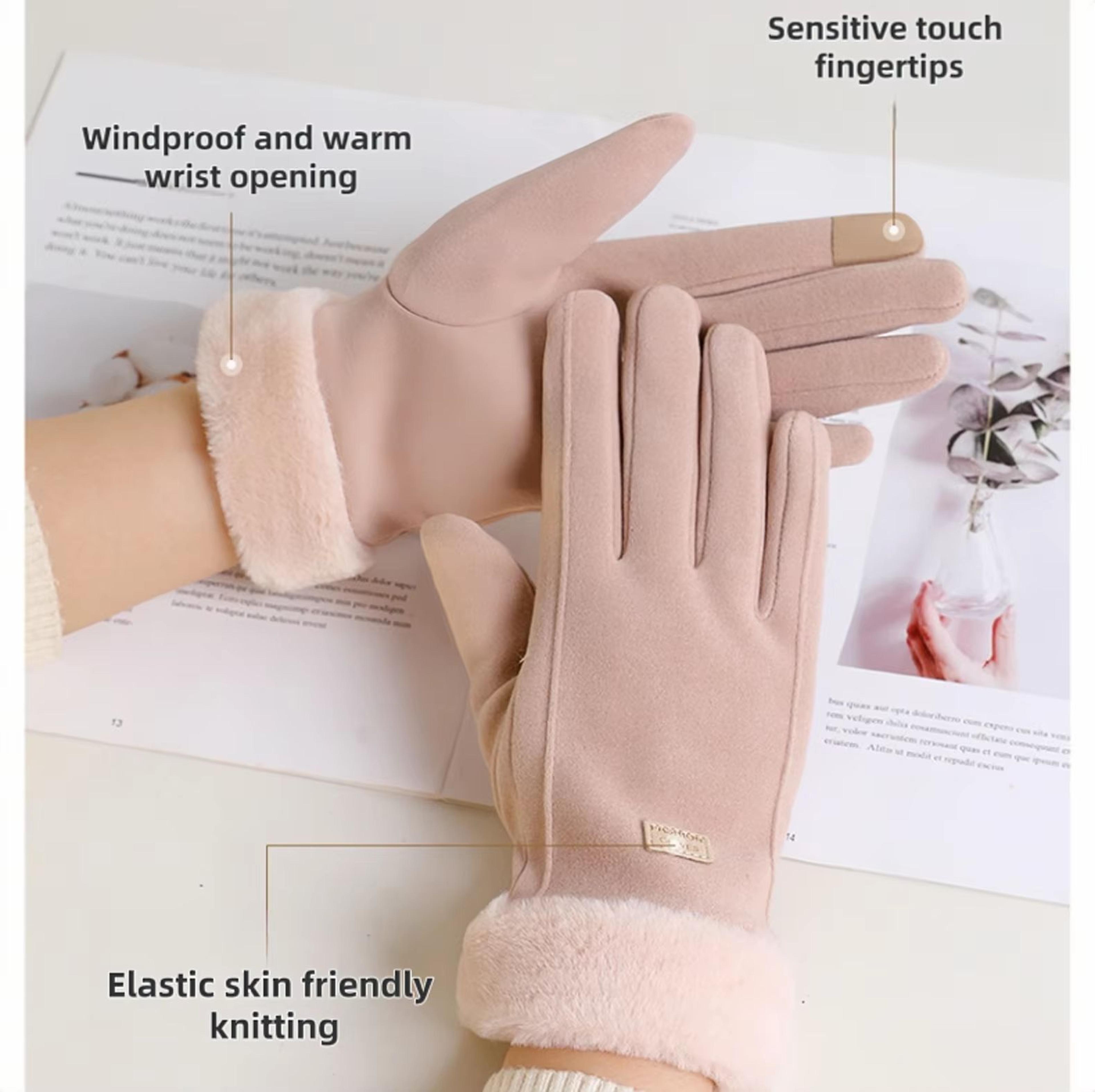 Womens Winter Gloves Velvet Lined Touchscreen Cycling Gloves Soft Warm Windproof Gloves 3