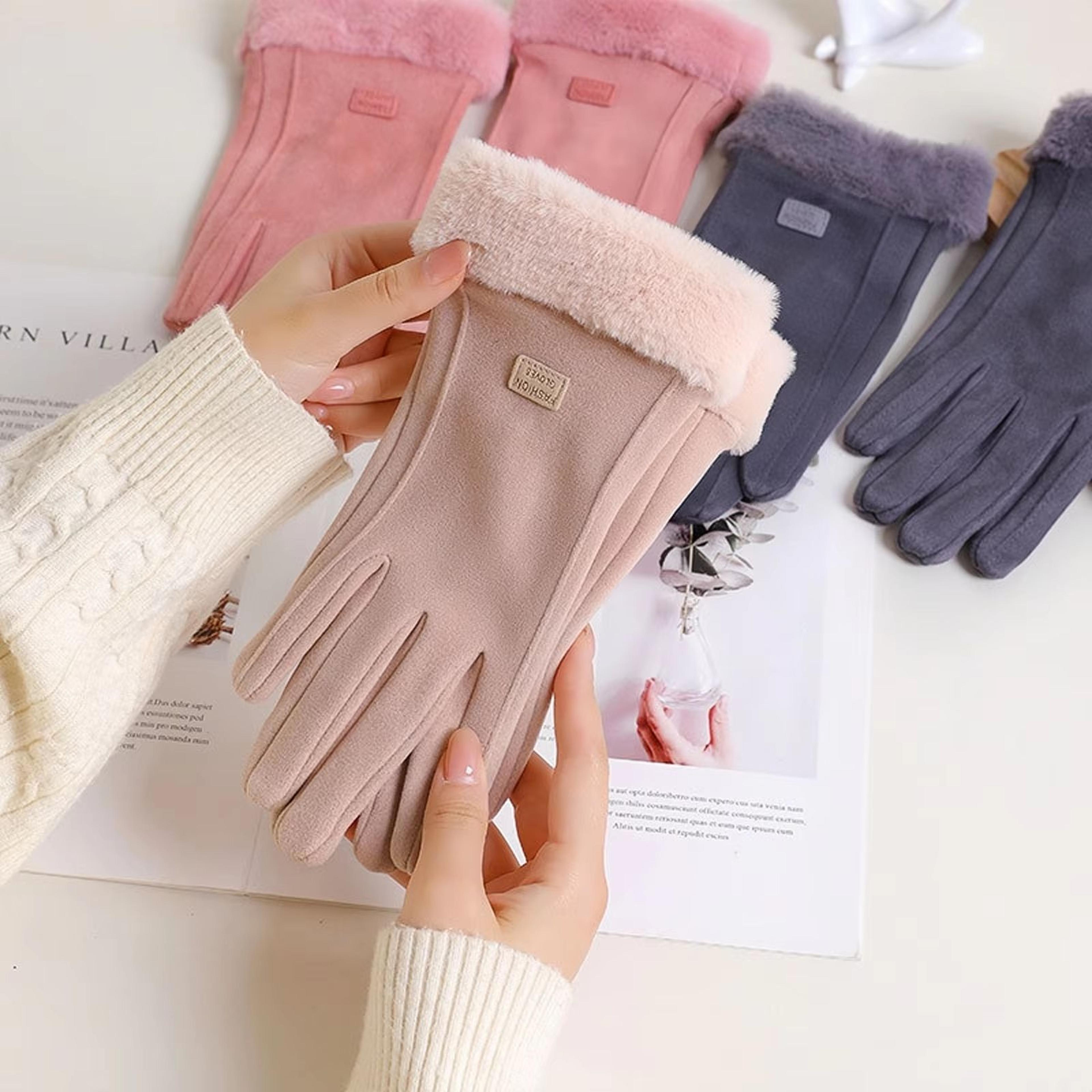 Womens Winter Gloves Velvet Lined Touchscreen Cycling Gloves Soft Warm Windproof Gloves 5
