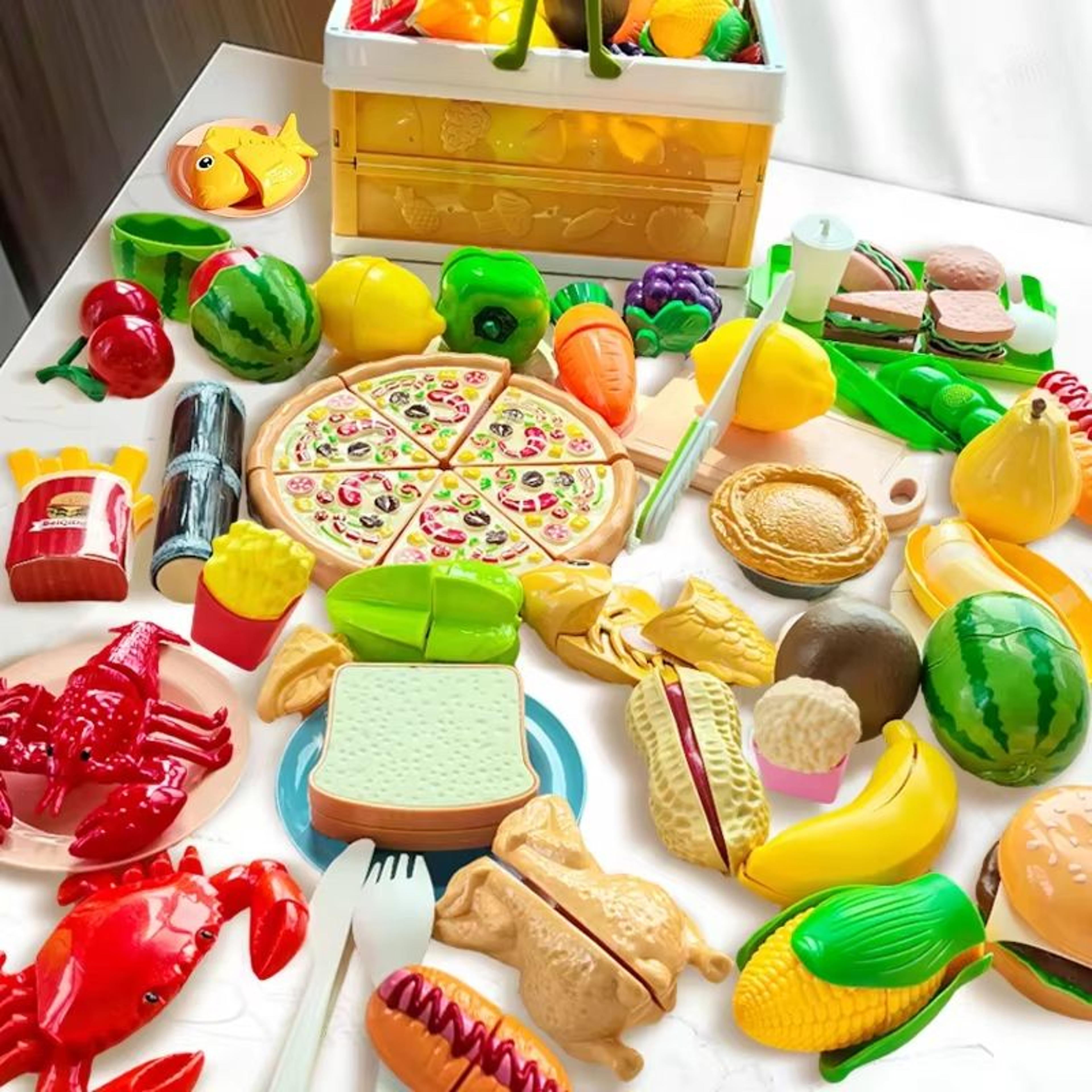 Kids Kitchen Toy Set With Pretend Play Kitchen Accessories And Fruit Cutting Toy Set For Early Lear 1