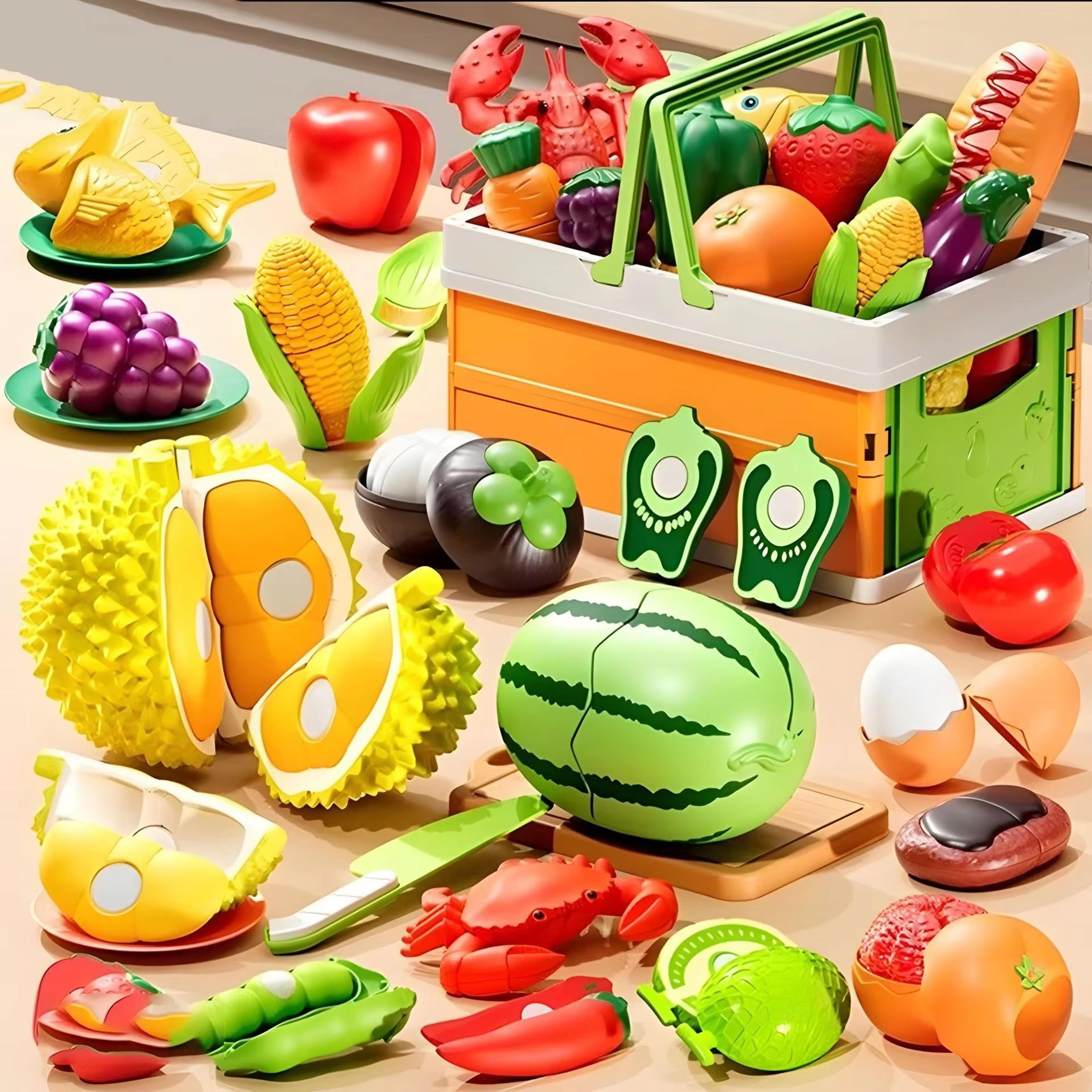Kids Kitchen Toy Set With Pretend Play Kitchen Accessories And Fruit Cutting Toy Set For Early Lear 2