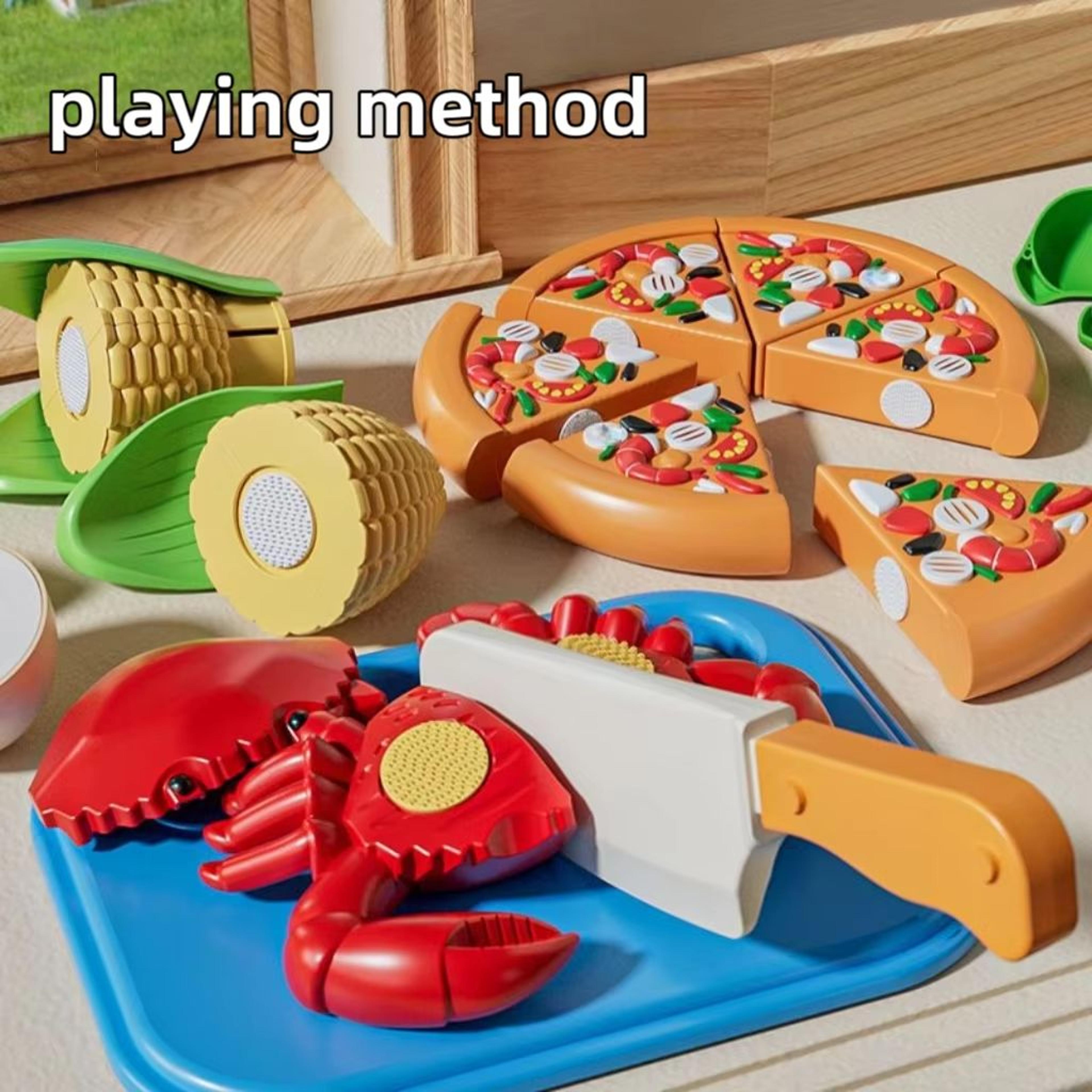 Kids Kitchen Toy Set With Pretend Play Kitchen Accessories And Fruit Cutting Toy Set For Early Lear 4