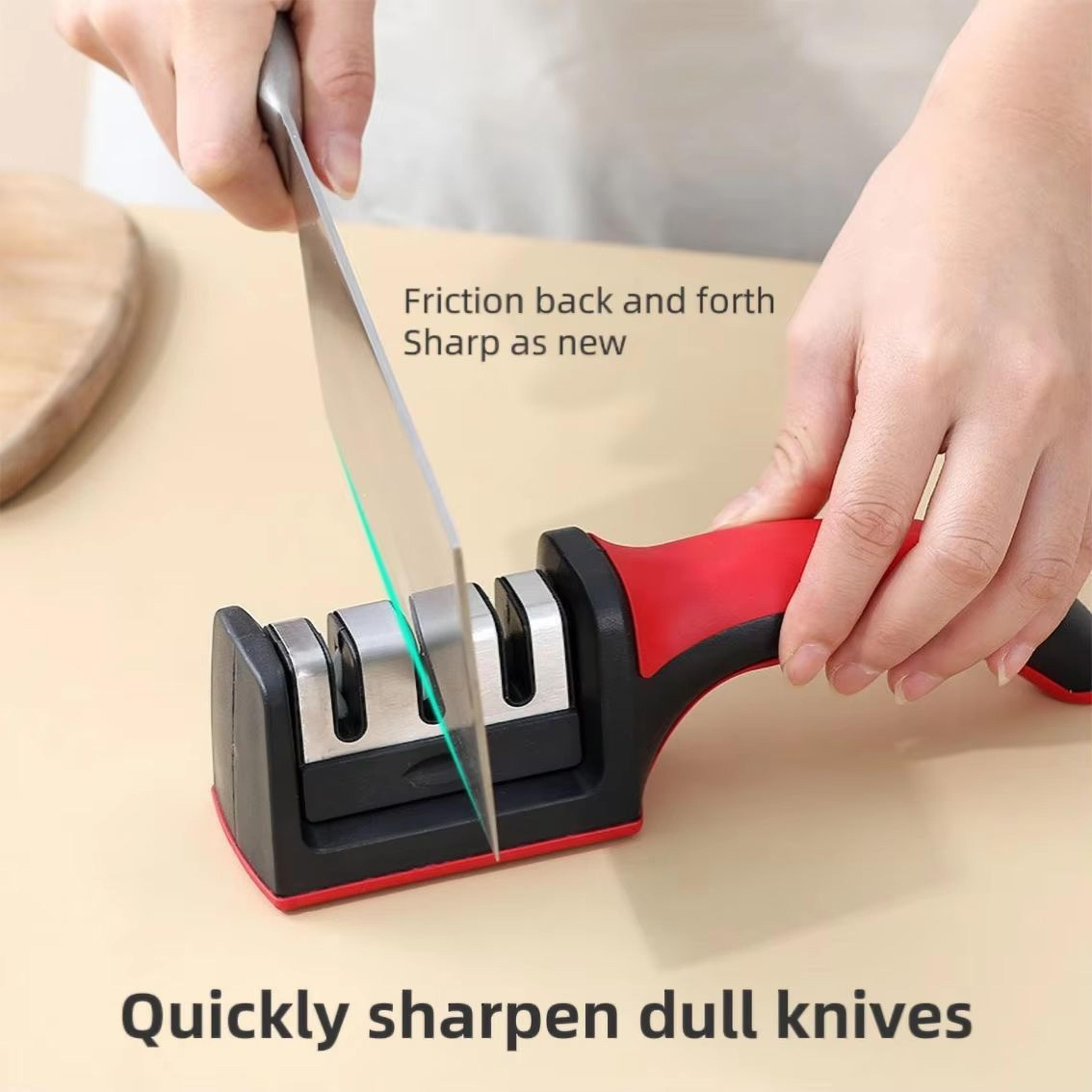 3 Stage Hand Crank Kitchen Knife Sharpener With Non Slip Base For Fast Safe Sharpening 0