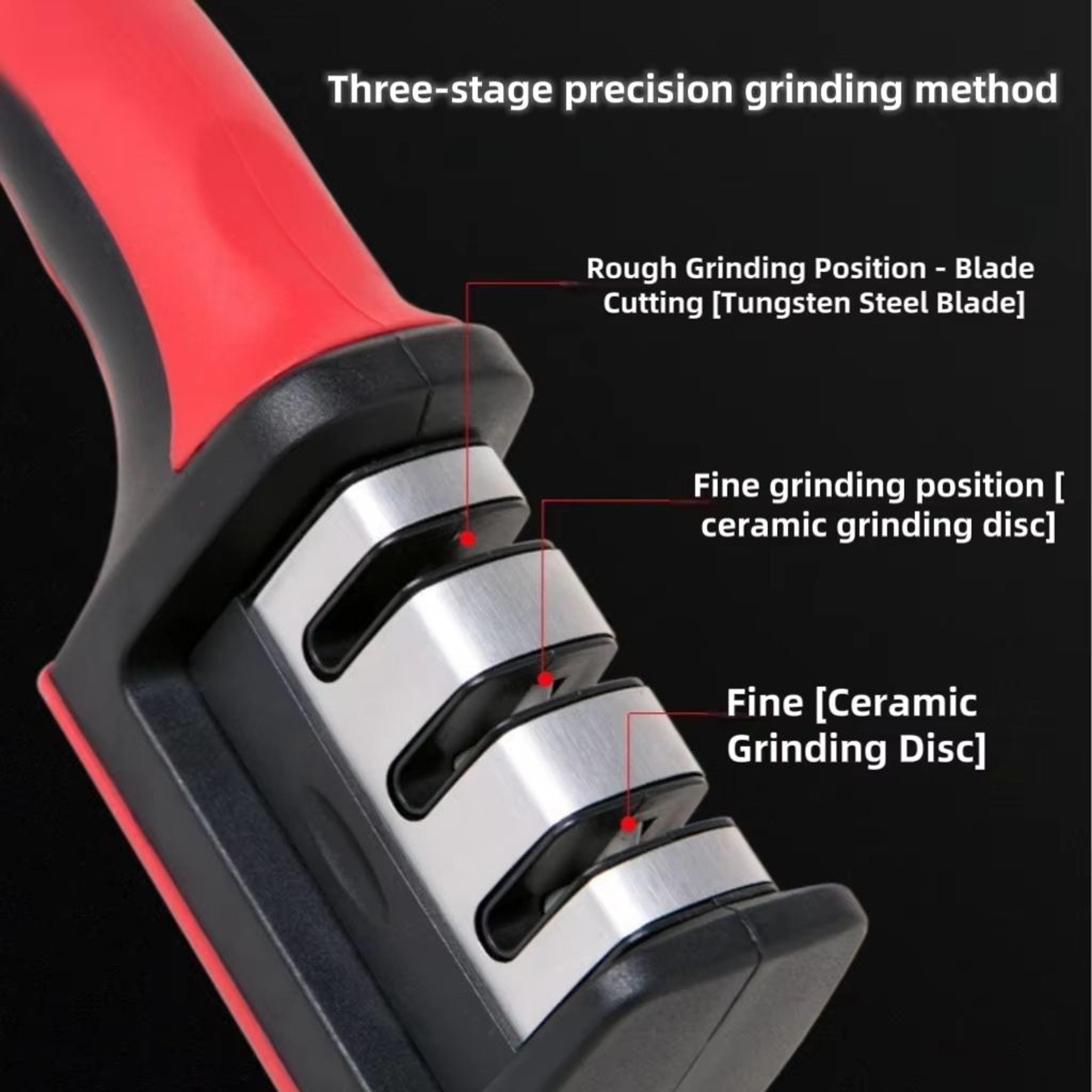3 Stage Hand Crank Kitchen Knife Sharpener With Non Slip Base For Fast Safe Sharpening 2