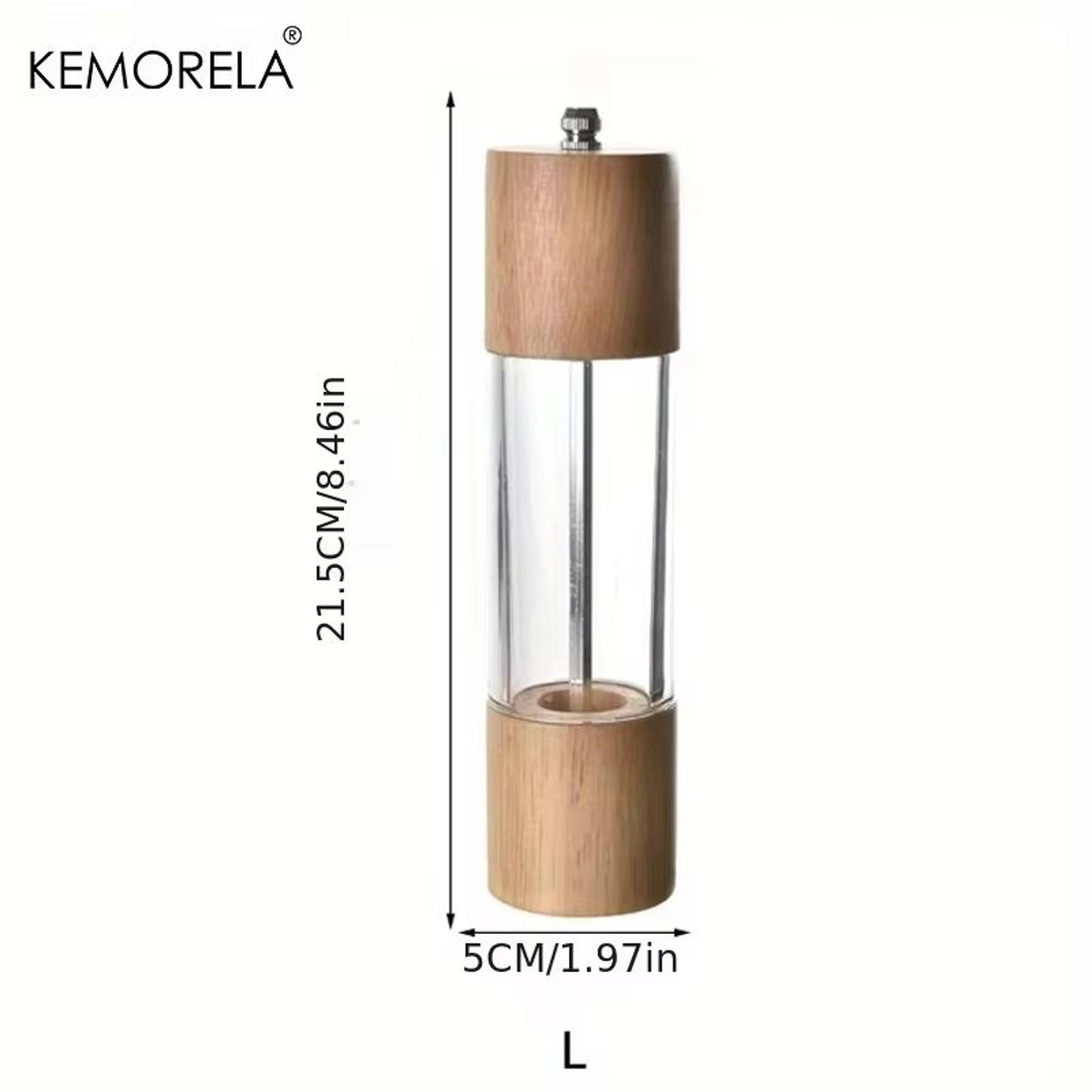 KEMORELA Premium Acrylic Salt And Pepper Grinder Set With Adjustable Wooden Shakers 7