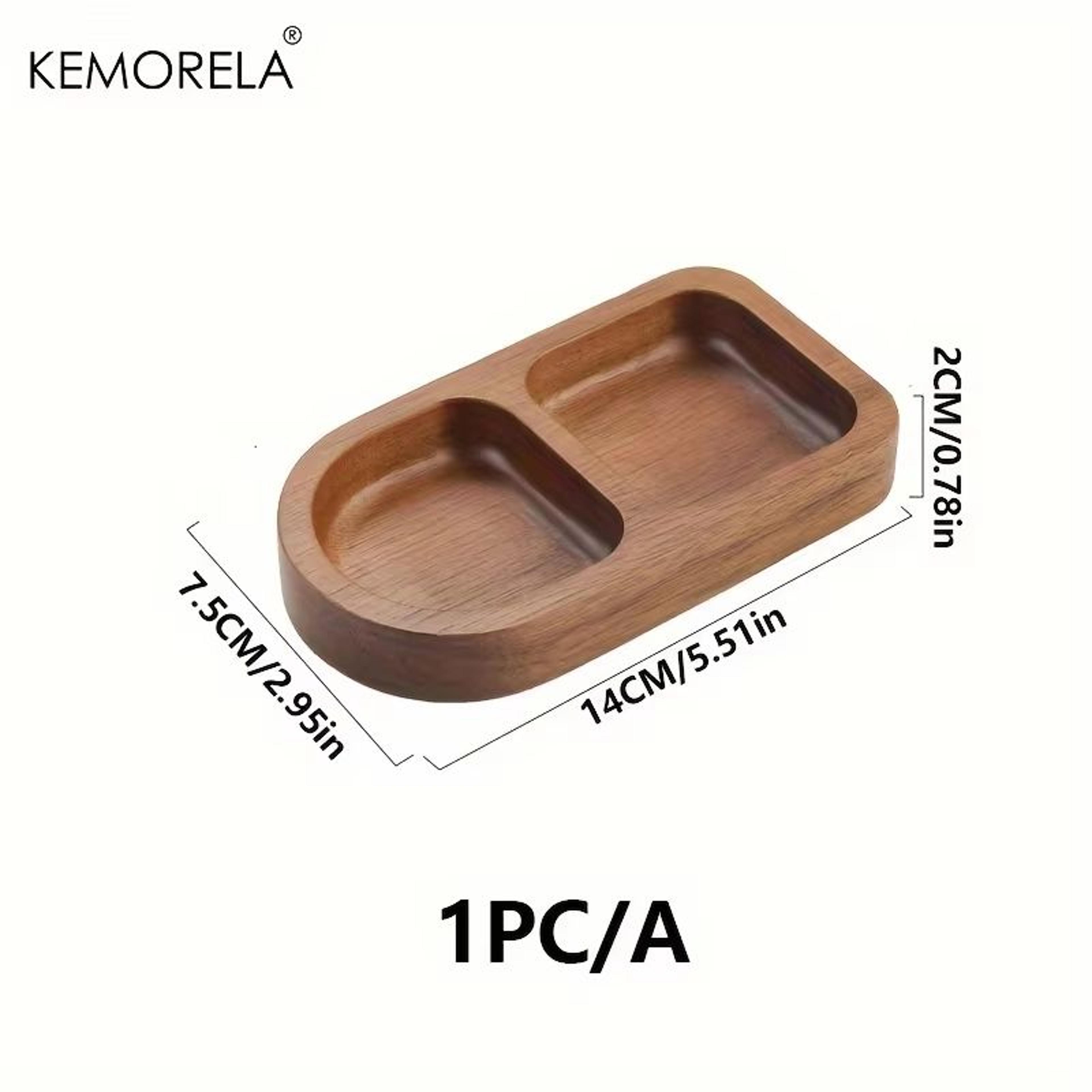 Solid Wood Divided Serving Tray 2 Or 3 Compartments Condiment And Snack Plate For Sauces Sushi Brea 6