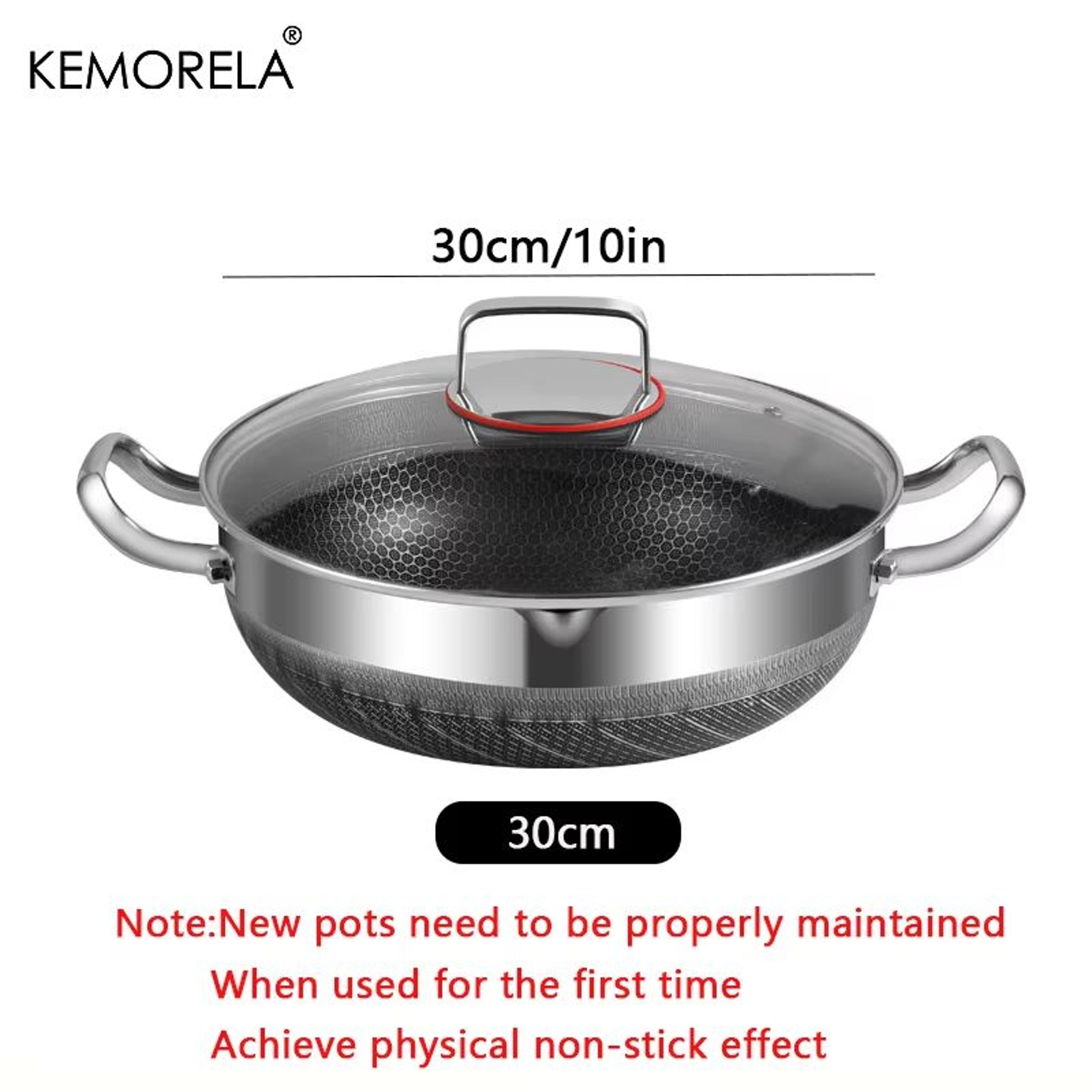 NonStick Stainless Steel Frying Pan With Lid 102411021181 In  Honeycomb Bottom For Induction  Gas 8