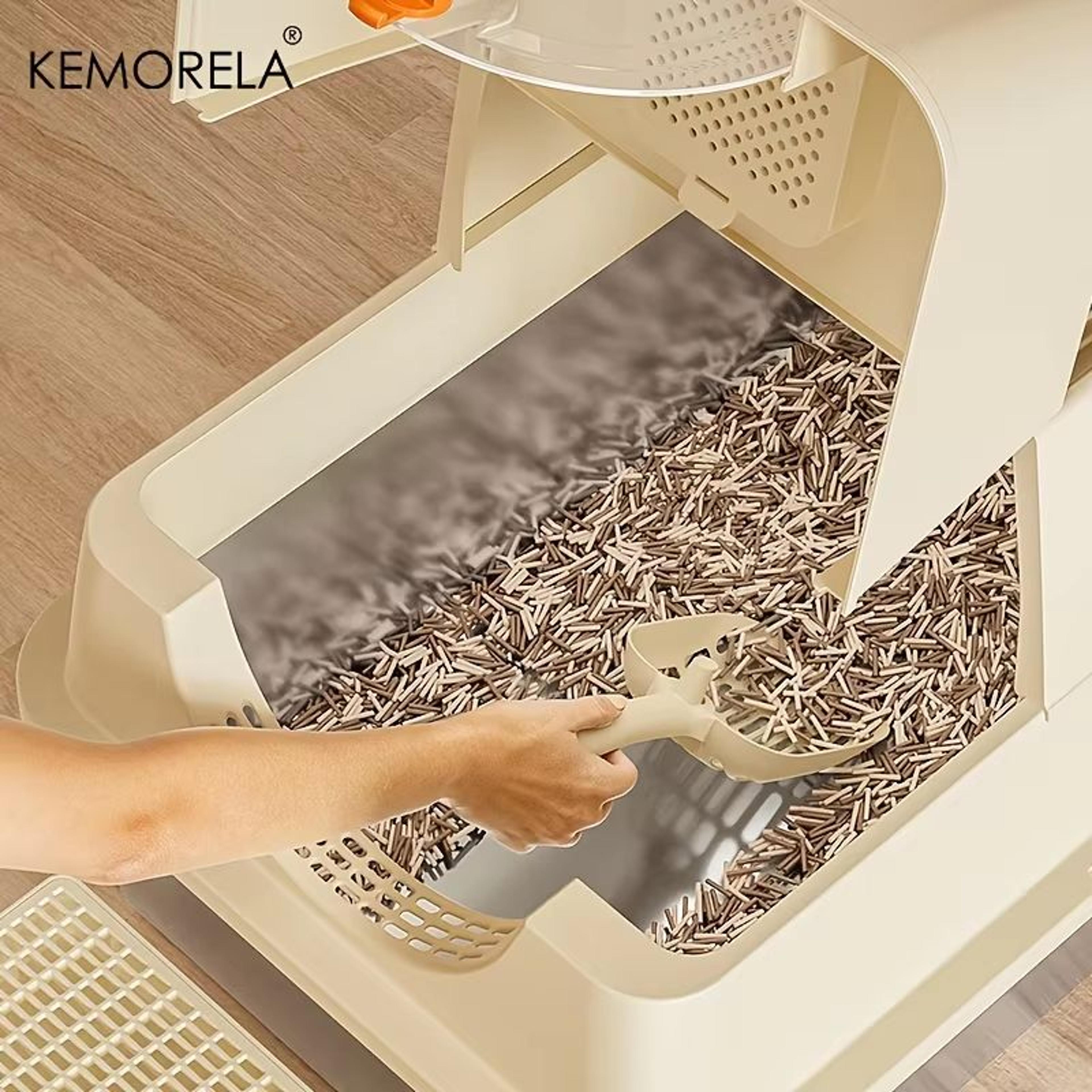 KEMORELA Extra Large Stainless Steel Litter Box With Lid HighSided Enclosure And Scoop 2