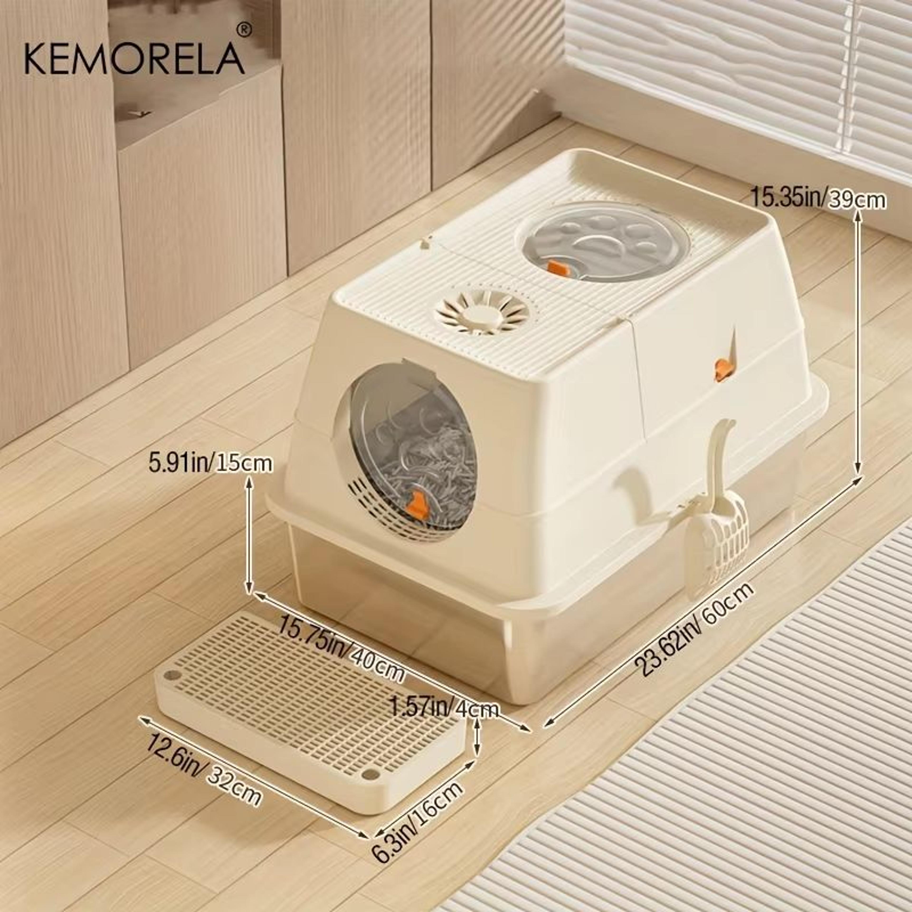 KEMORELA Extra Large Stainless Steel Litter Box With Lid HighSided Enclosure And Scoop 9