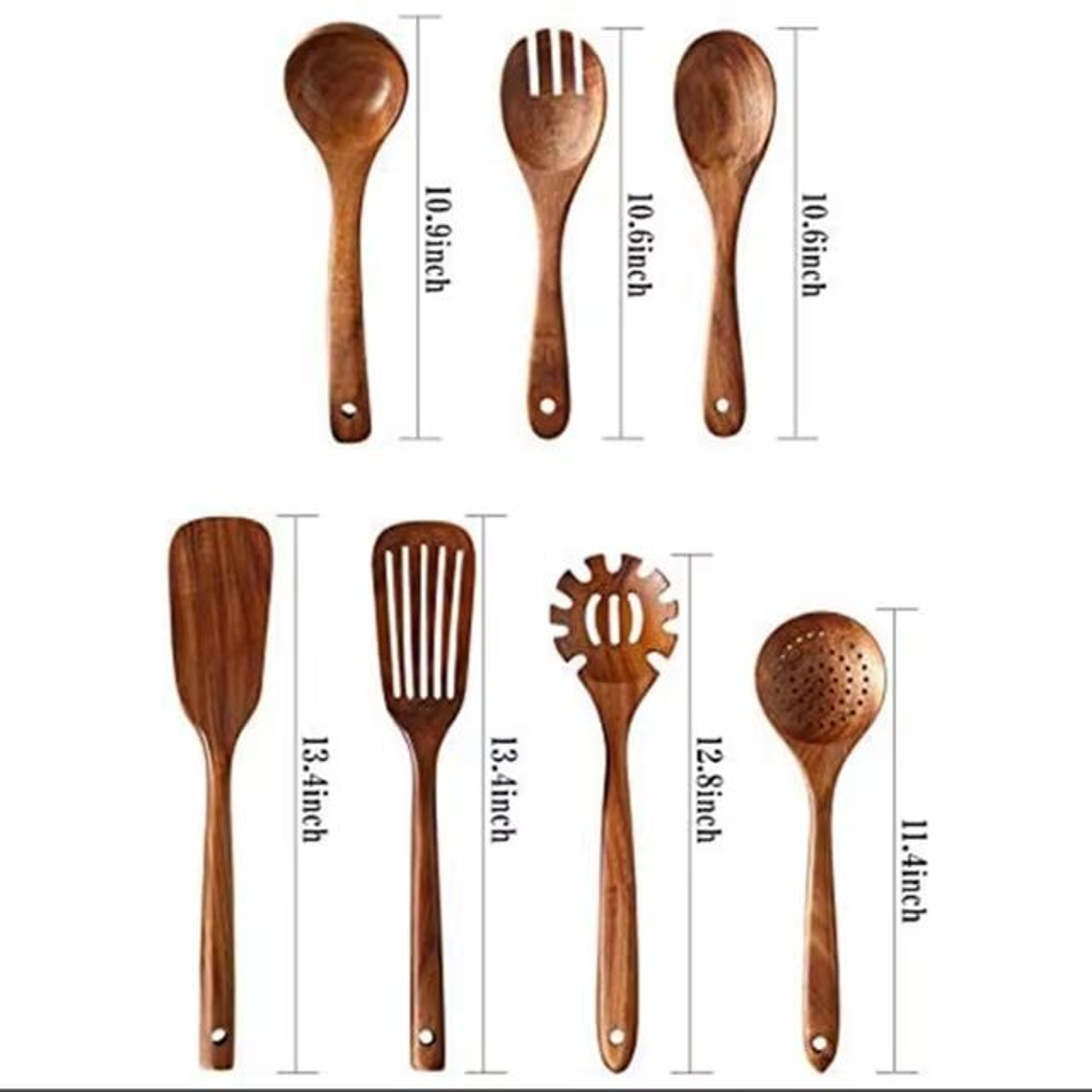 Teak Wooden Cooking Spoon Set  Natural NonStick Safe Kitchen Utensils 110 Pieces 10