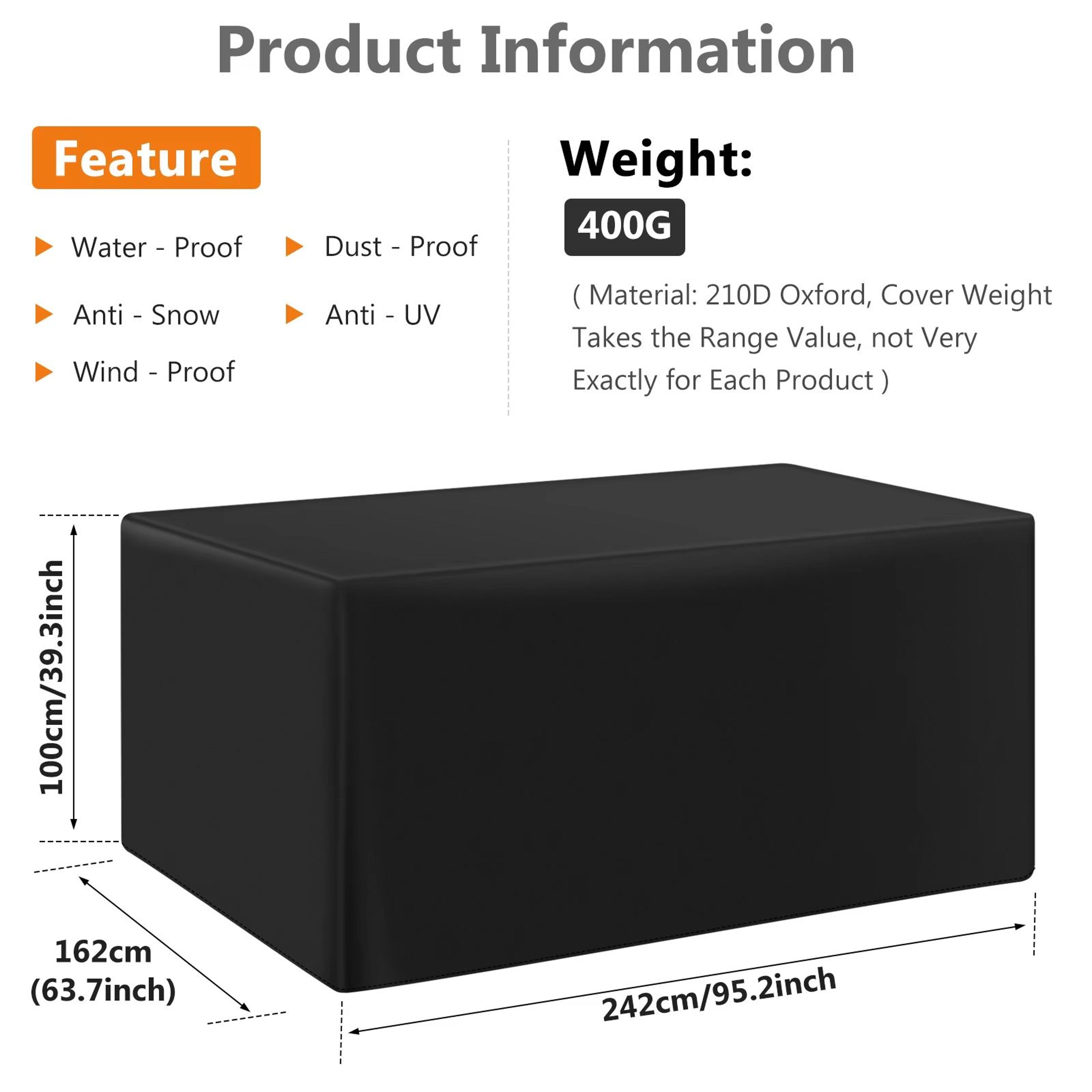 Heavy Duty Waterproof Rectangular Patio Furniture Cover For Outdoor Sofa Table And Chair Sets Rain  3