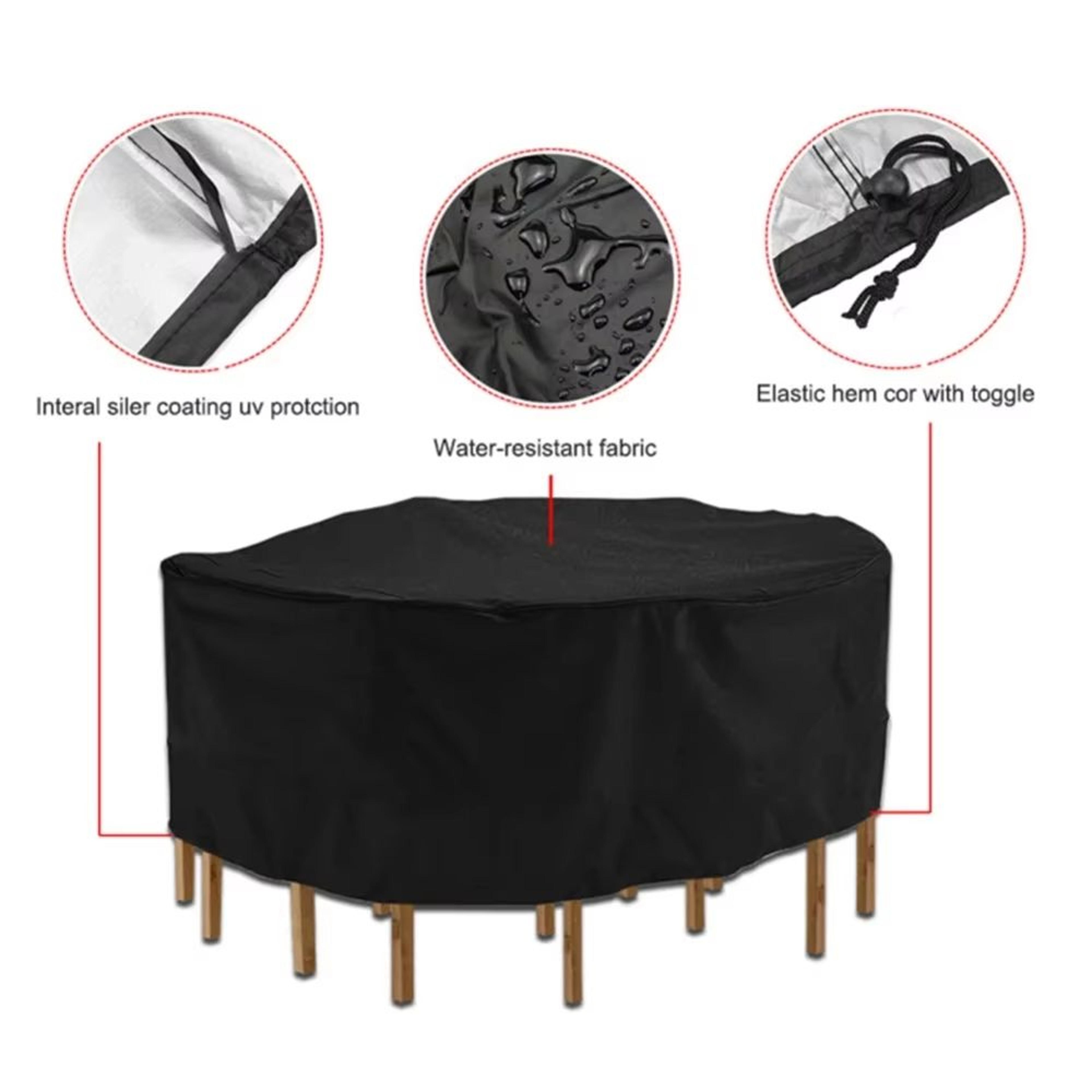 Waterproof Round Patio Table Cover Multiple Sizes Outdoor Garden Furniture Protector For Table And  4