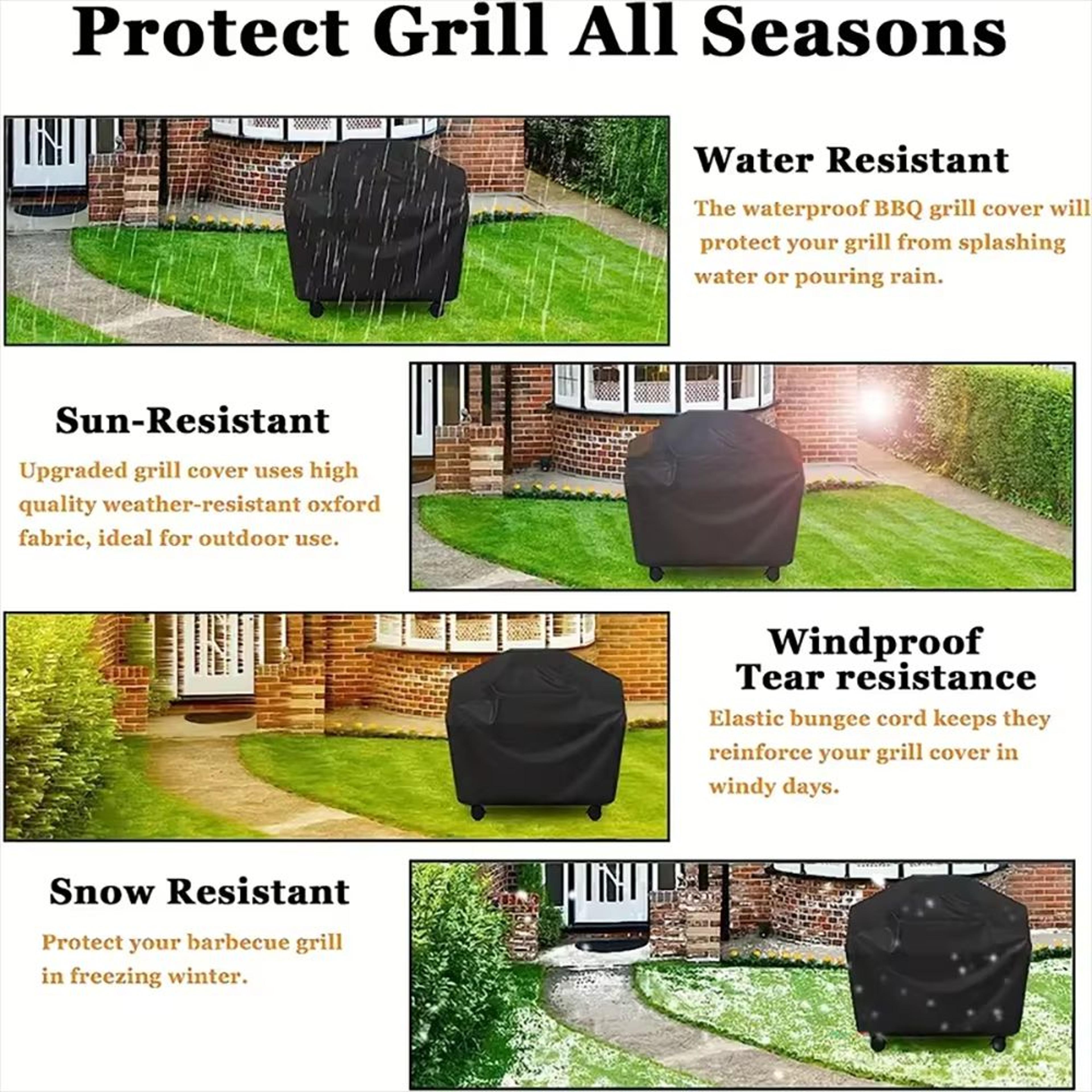 Heavy Duty Waterproof BBQ Grill Cover  AntiDust Rain Protective Outdoor Barbecue Cover 10