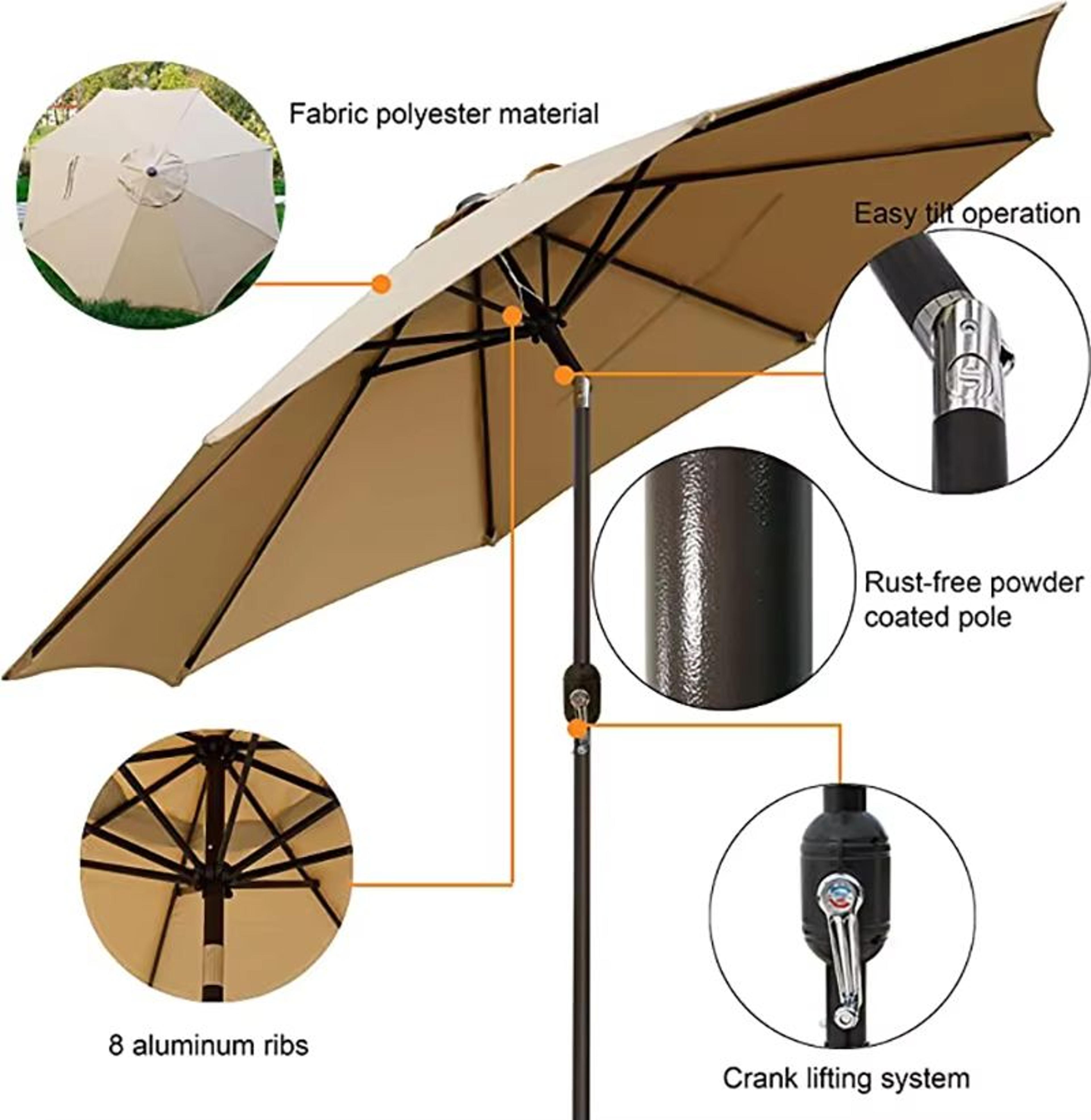 Rainproof Patio Umbrella Replacement Canopy  UV Sunshade Cloth For Outdoor Umbrella Frame 4