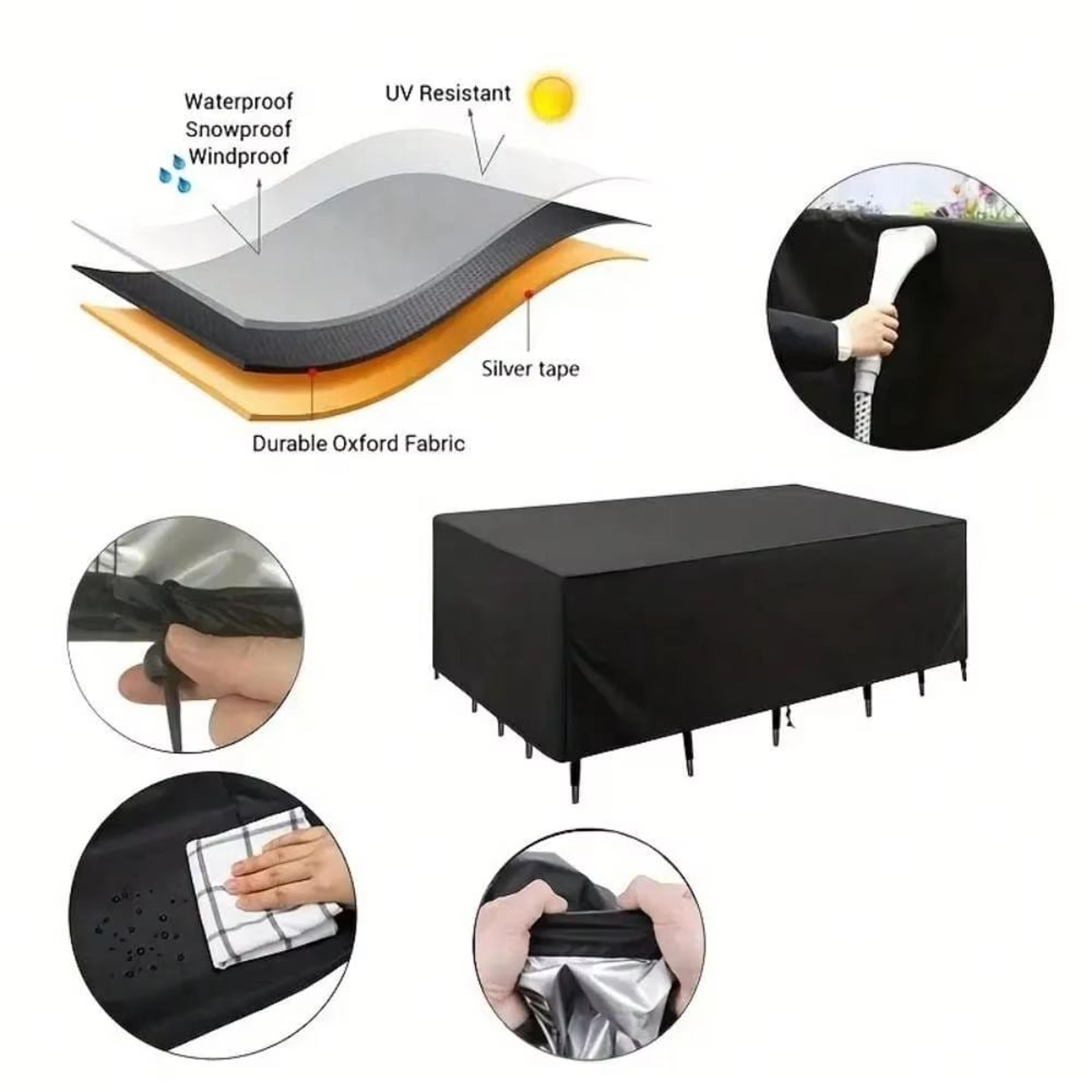 Heavy Duty Rectangular Waterproof Patio Table Cover For Outdoor Dining Table And Chair Sets CanvasS 3