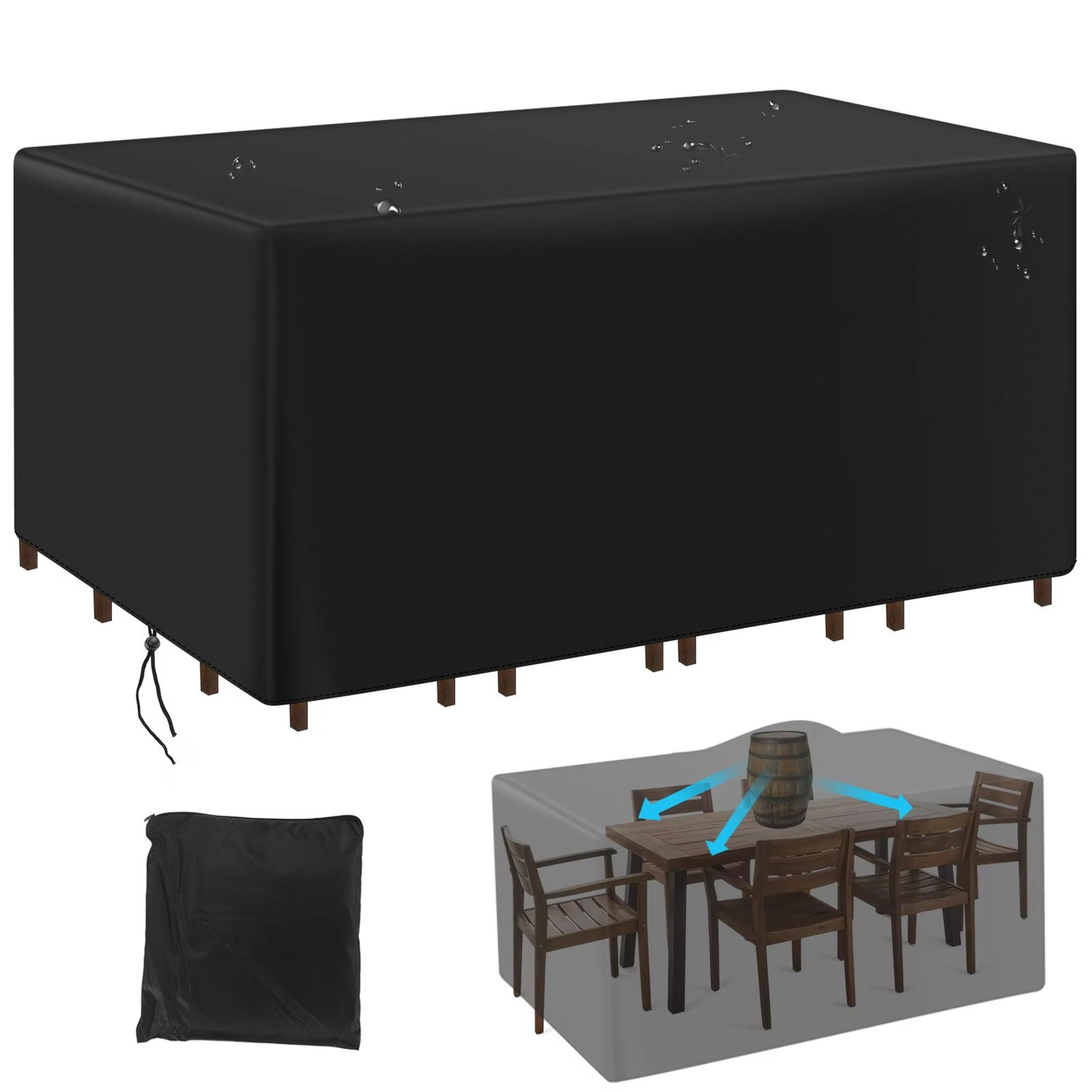 Heavy Duty Rectangular Waterproof Patio Table Cover For Outdoor Dining Table And Chair Sets CanvasS 7