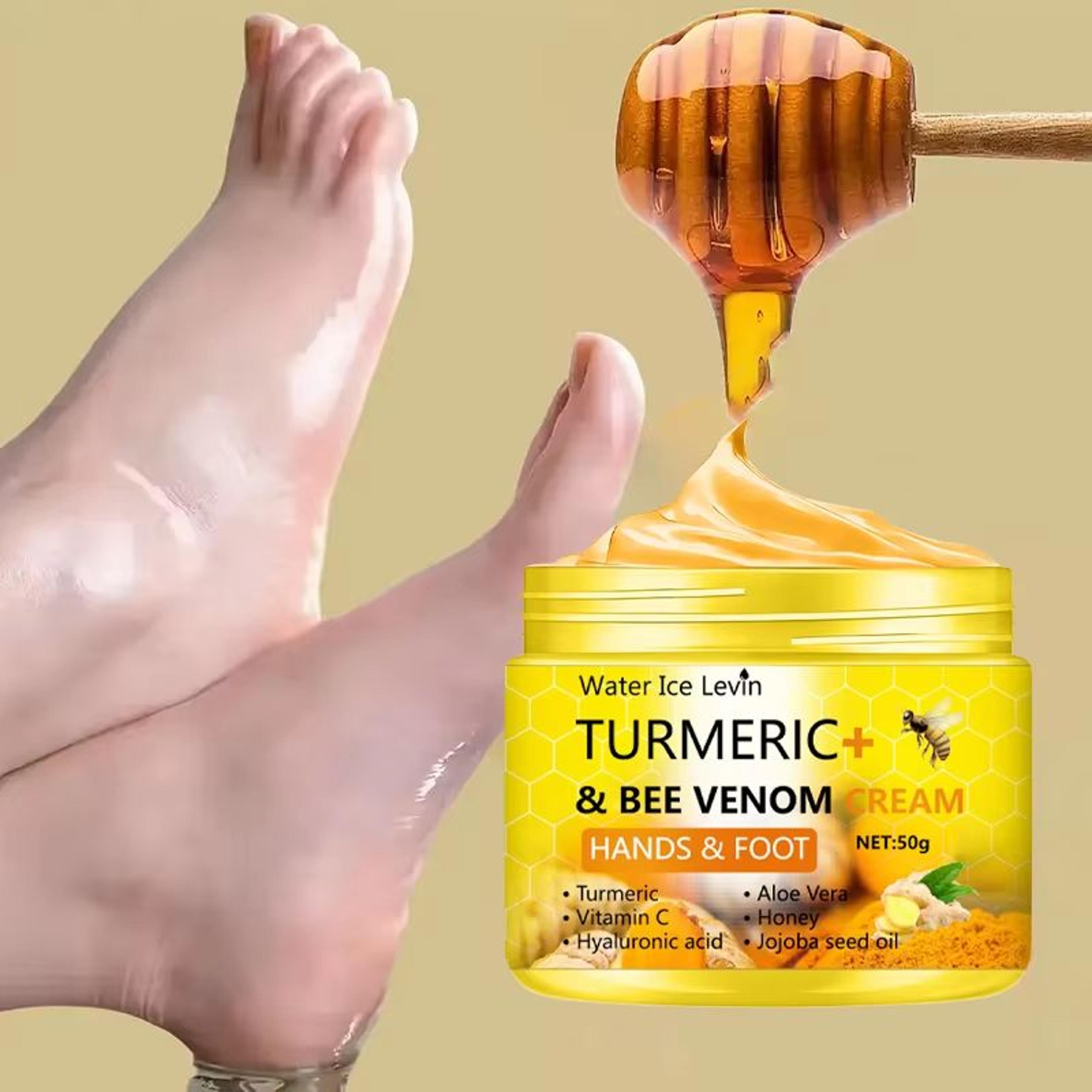 Turmeric  Bee Venom AntiDrying Crack Foot  Hand Repair Cream  Deep Moisture  Skin Renewal 1