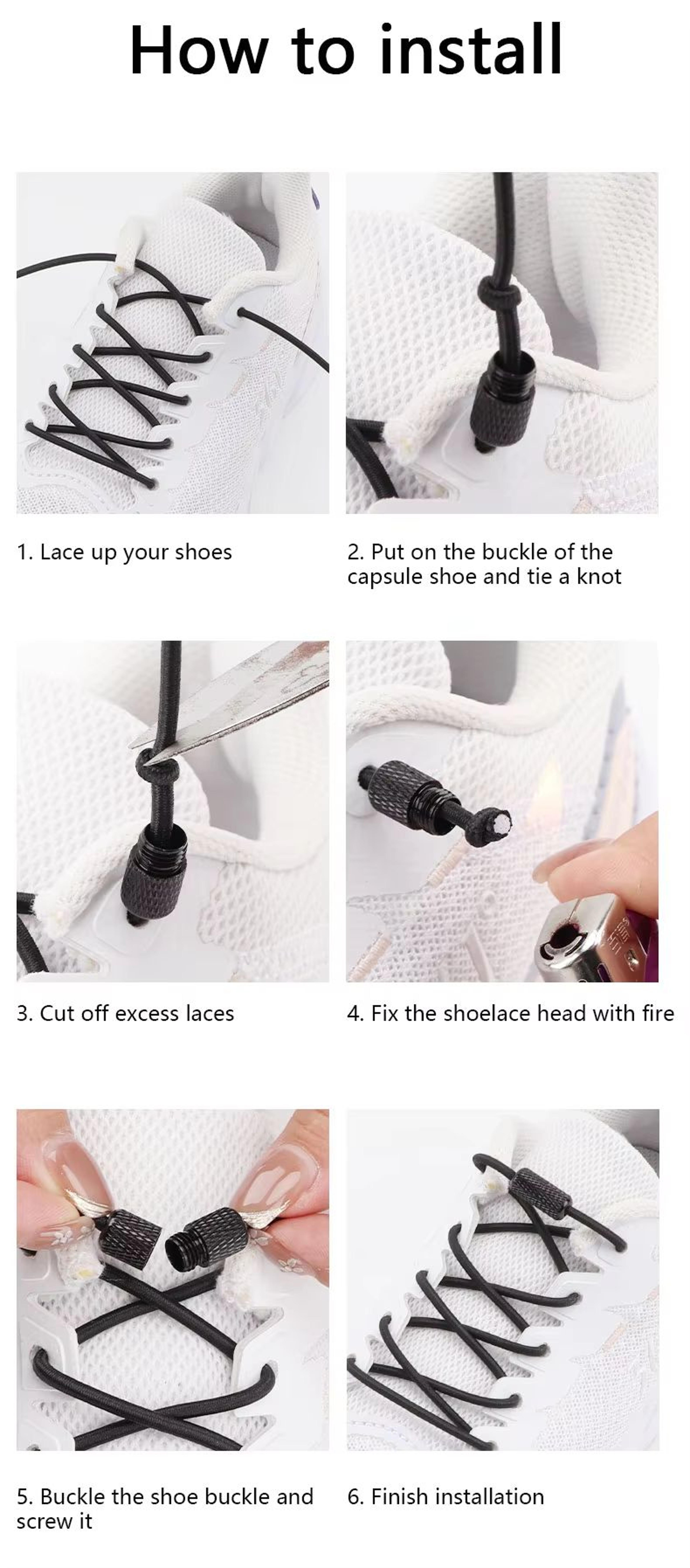 Round NoTie Elastic Shoelaces With Metal Lock For Sneakers 4