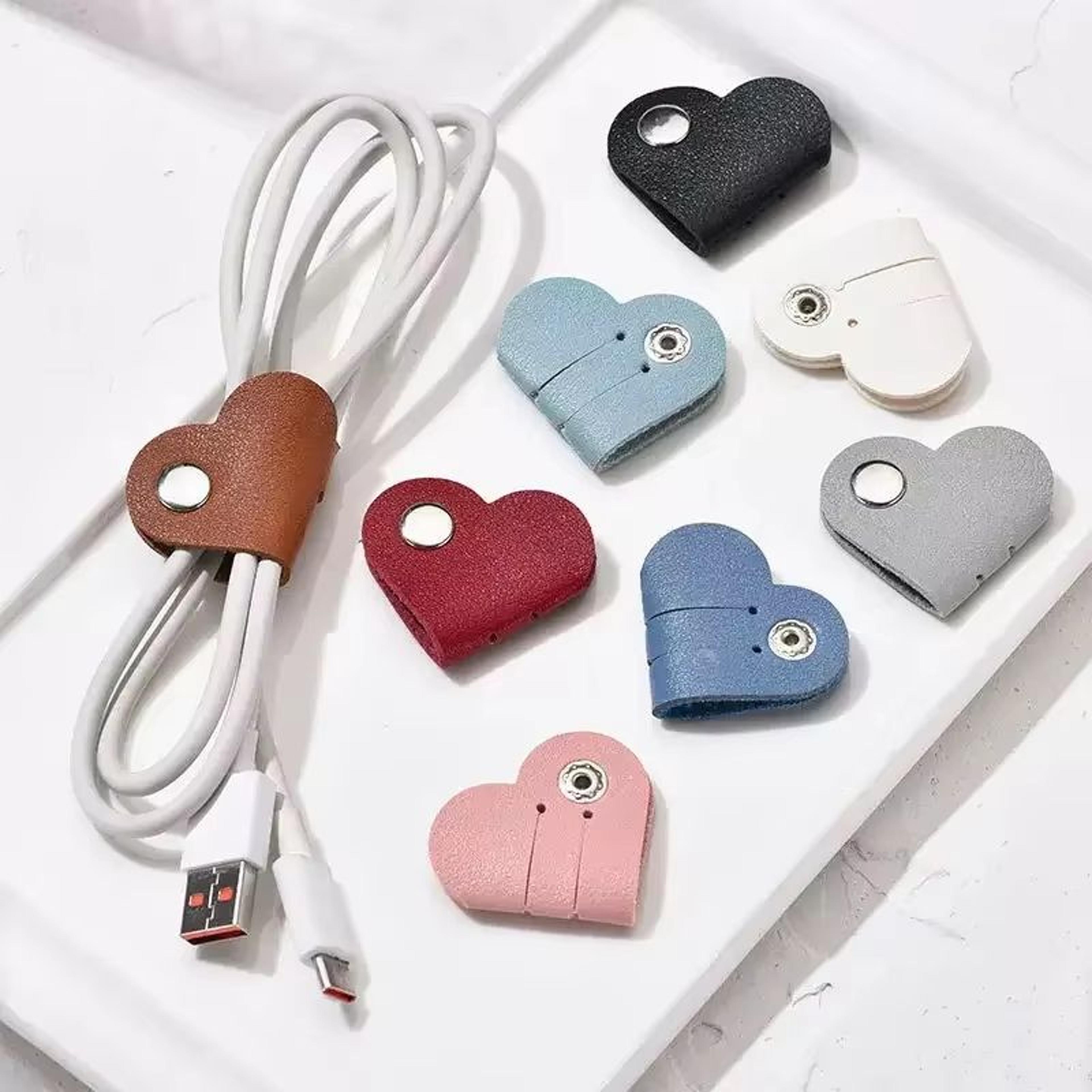 Heart Leather Cable Winder  Cord Organizer For Earphones And Chargers 1
