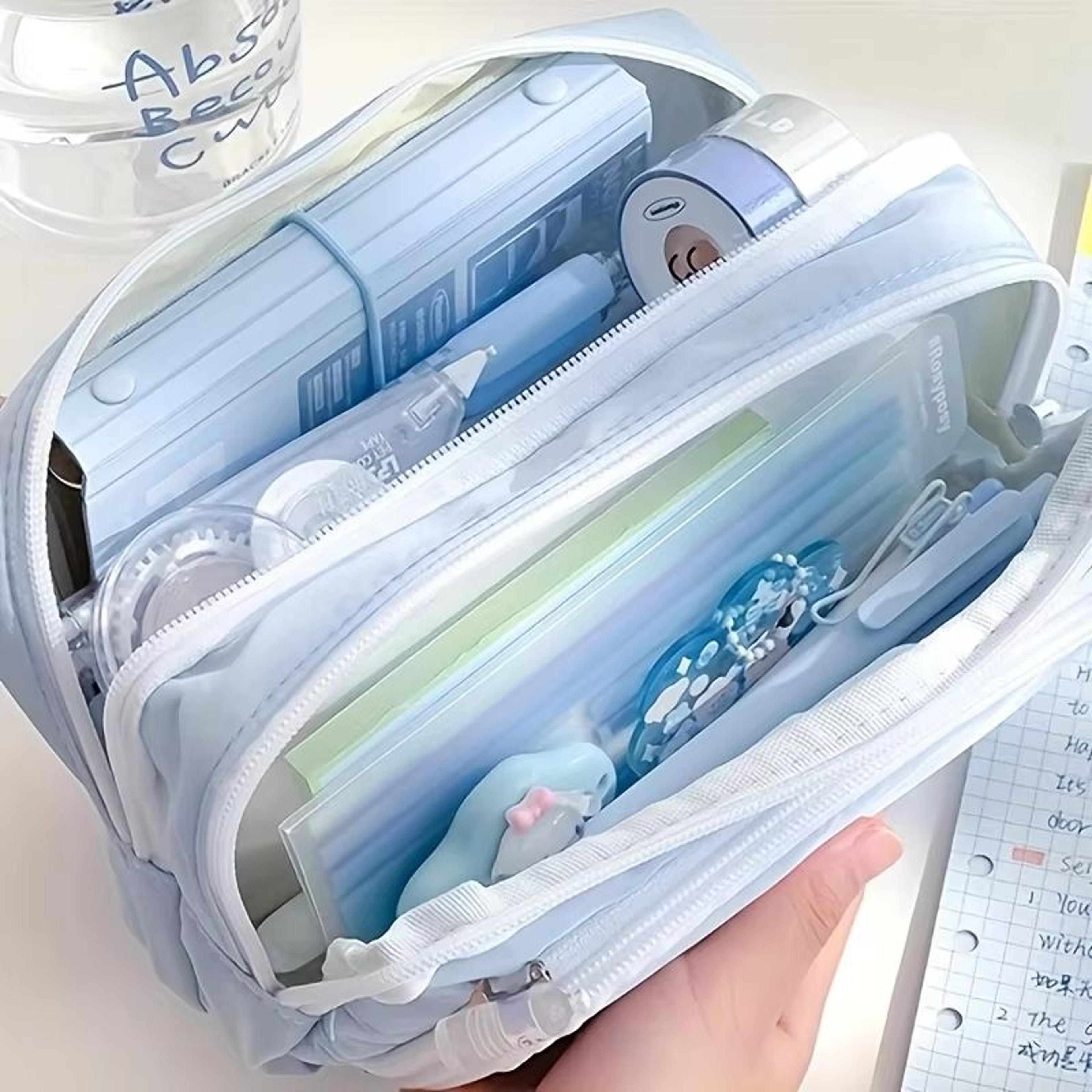 Large Capacity Aesthetic Pencil Bag School Case Pen Holder Cute Stationery Simple Style Zipper Penc 3
