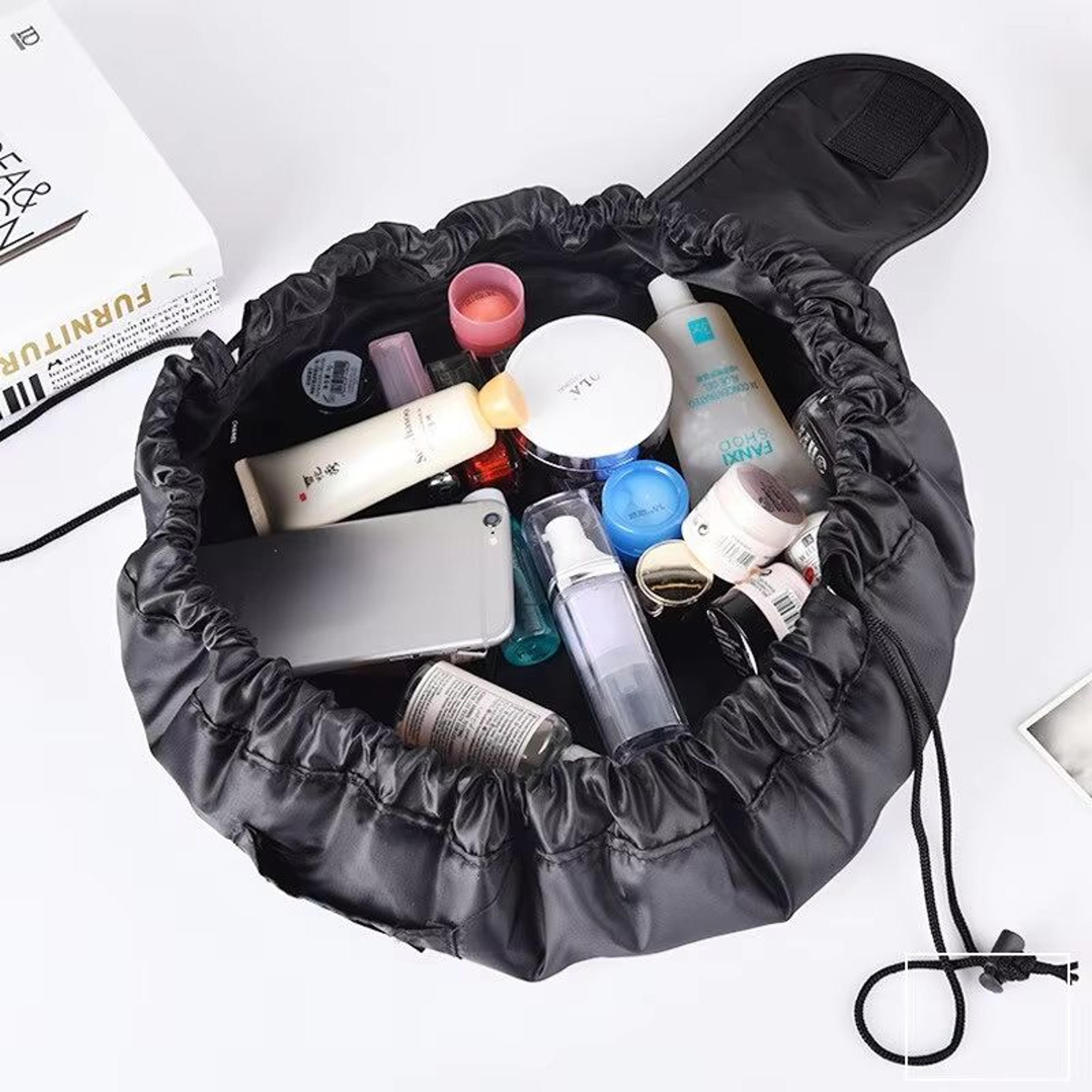 Large Travel Drawstring Makeup Storage Bag  Portable Elastic Cosmetic Organizer 0