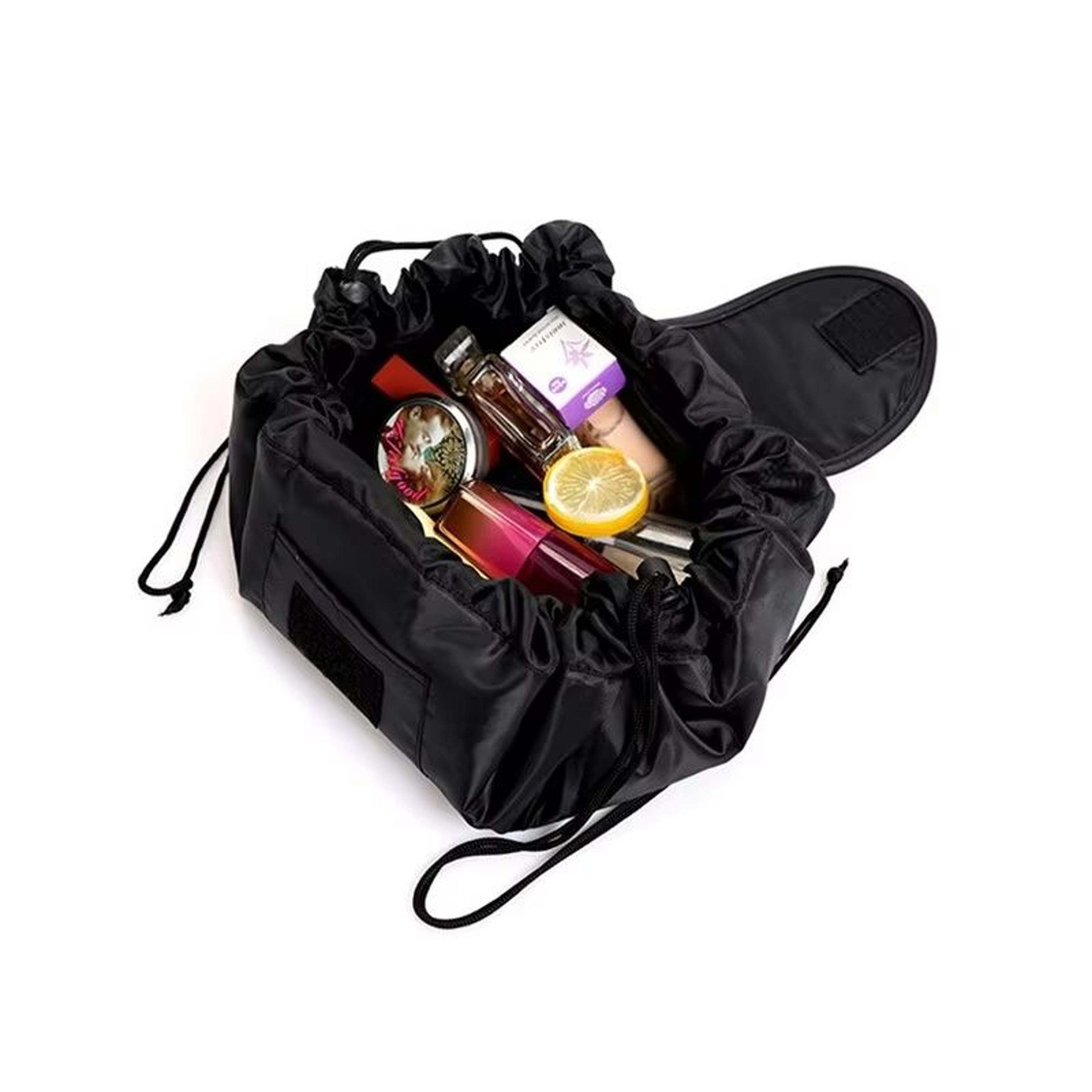 Large Travel Drawstring Makeup Storage Bag  Portable Elastic Cosmetic Organizer 2