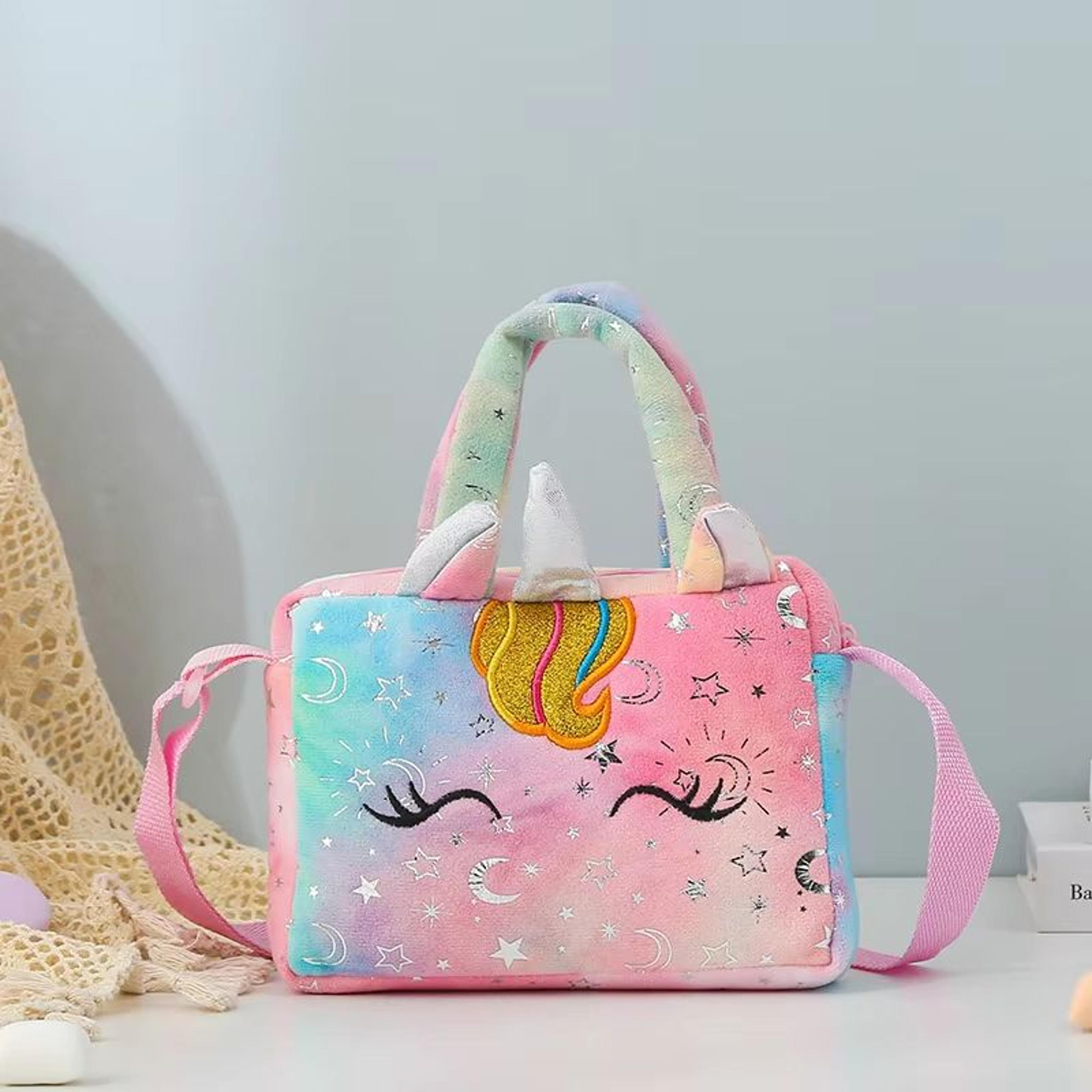 Kids Plush Unicorn Crossbody Bag  Soft Shoulder Handbag Coin Purse For Girls 768x610x205in 4