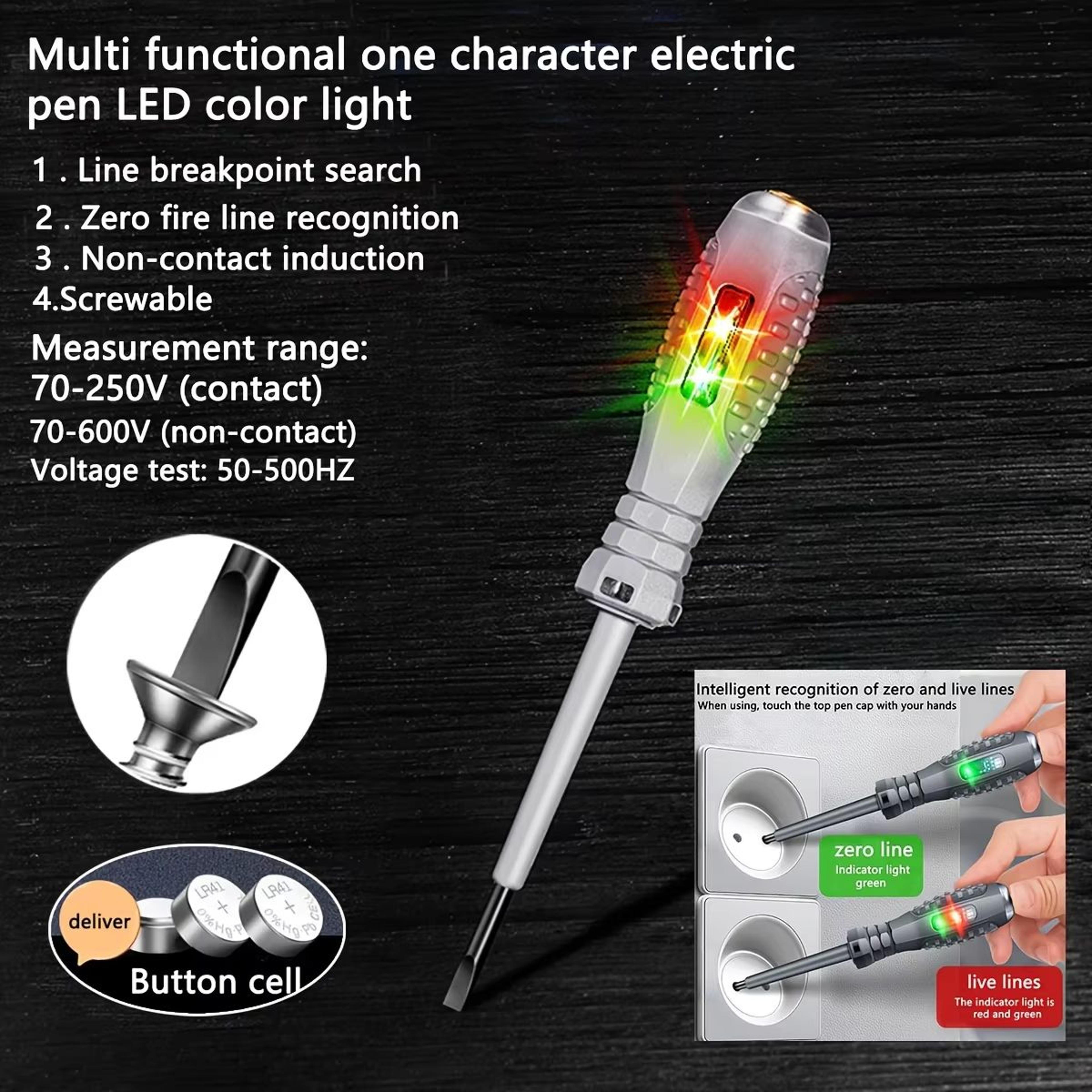 Multifunctional Electrician Test Screwdriver  AC NonContact Voltage Tester Pen With RedGreen Induct 6