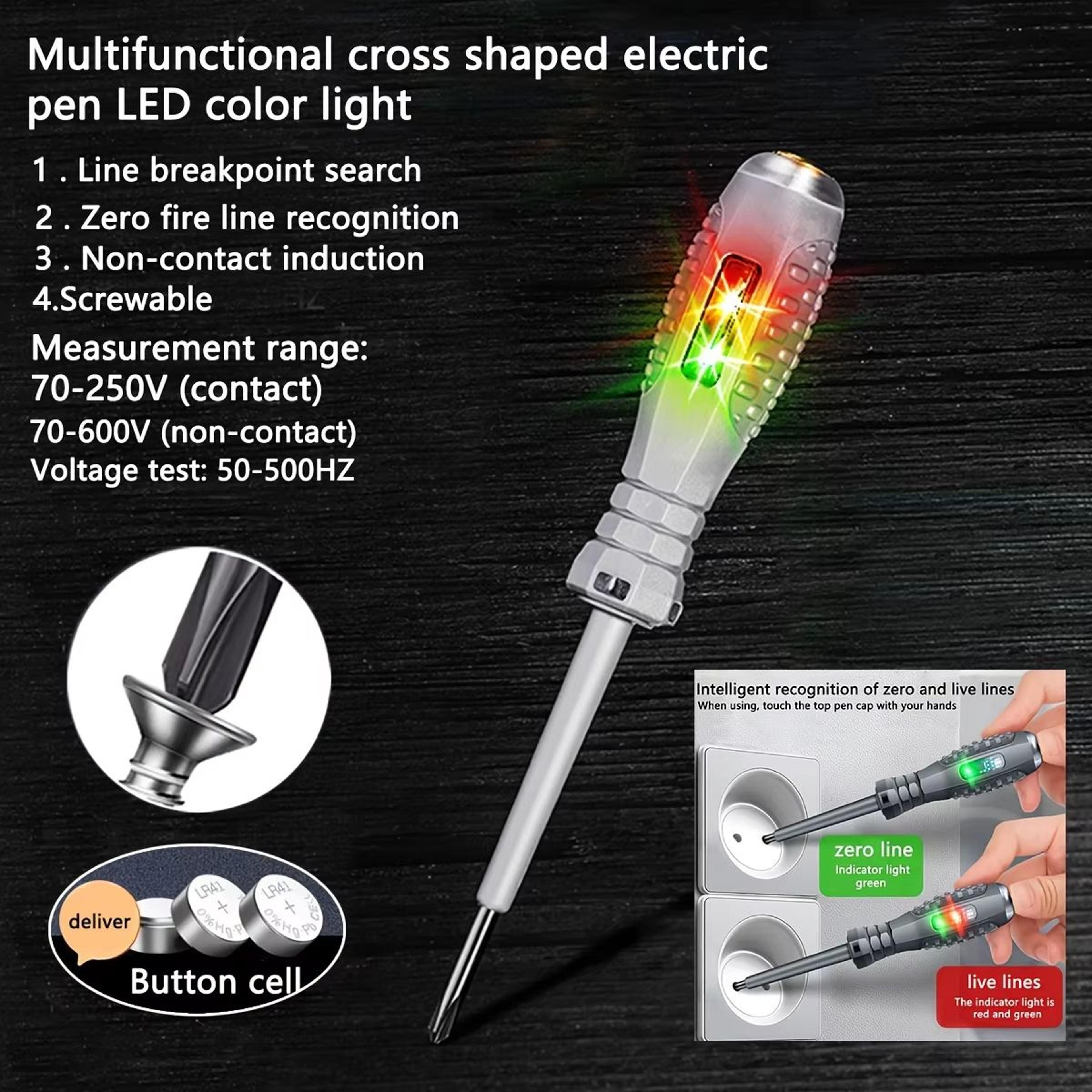 Multifunctional Electrician Test Screwdriver  AC NonContact Voltage Tester Pen With RedGreen Induct 7