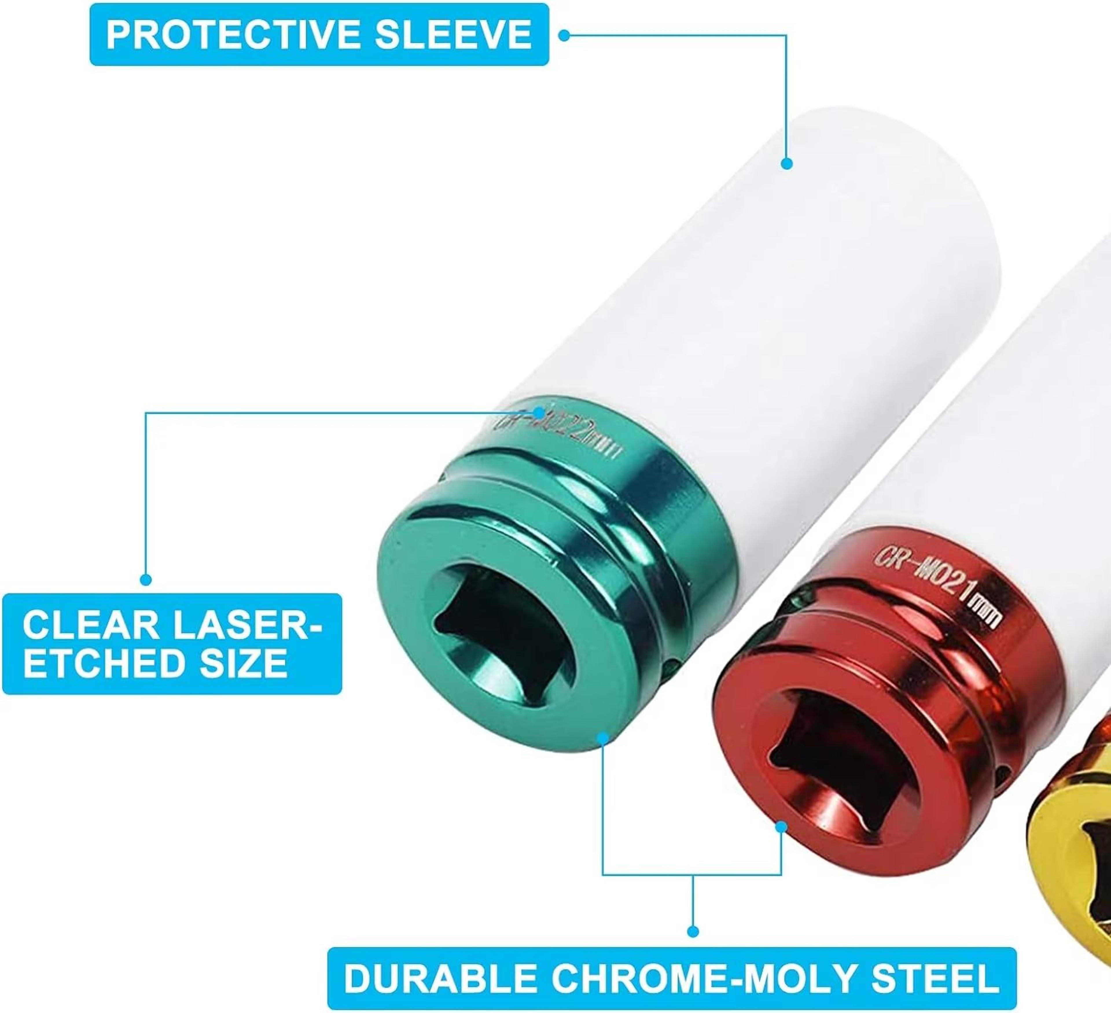 Drive Wheel Protector Impact Socket Sleeve Set  Durable Plastic Protective Sleeves For 15 17 19 21  4