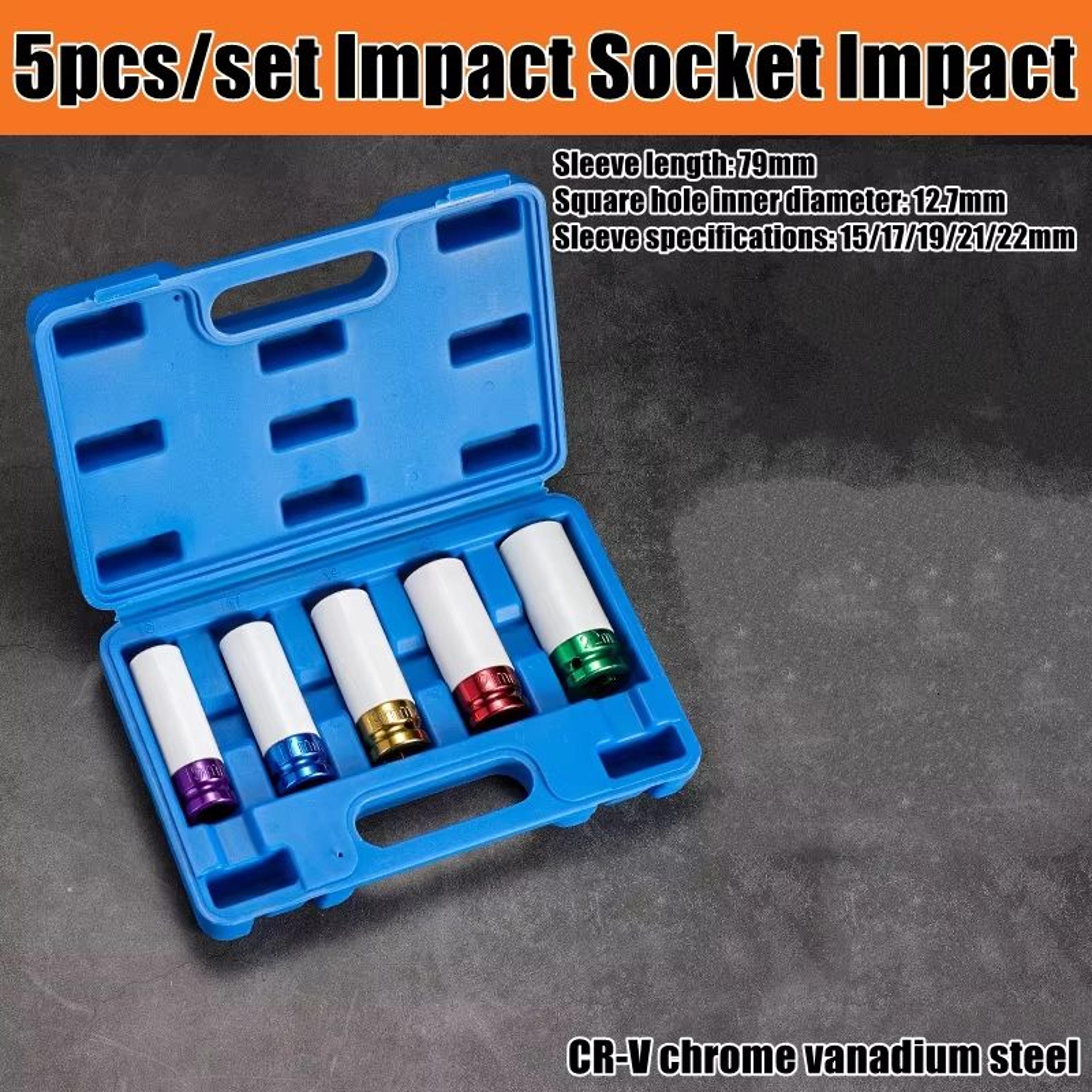 12Inch Drive Thin Wall Deep Impact Socket Set With Wheel Protectors 1116in78in 9