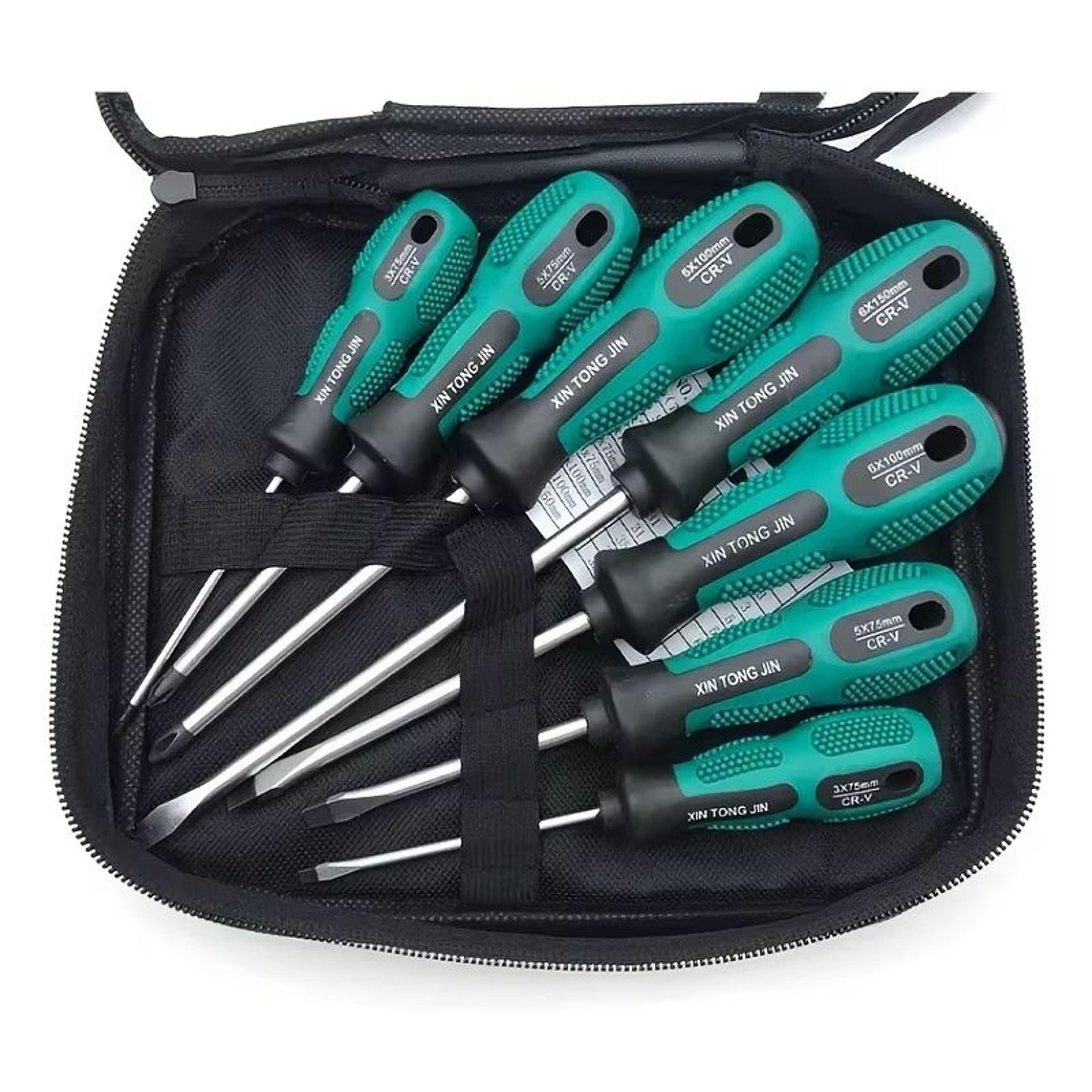 Professional Magnetic Screwdriver Set With Cushion Grip  5 Flat And 4 Phillips Tips 7