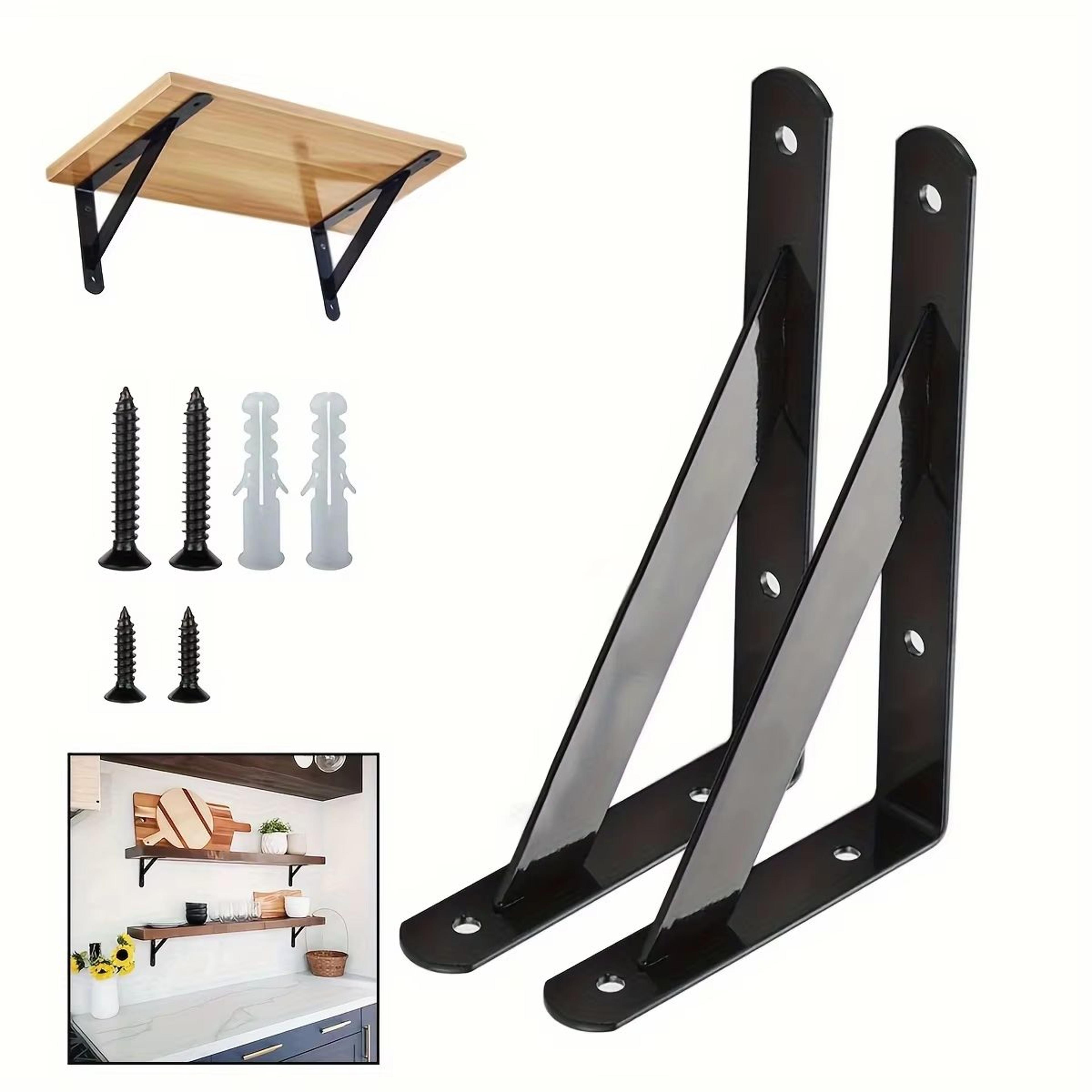 2pcs Rustic Iron Floating Shelf Brackets 90Degree Wall Mounted Triangle Support 0