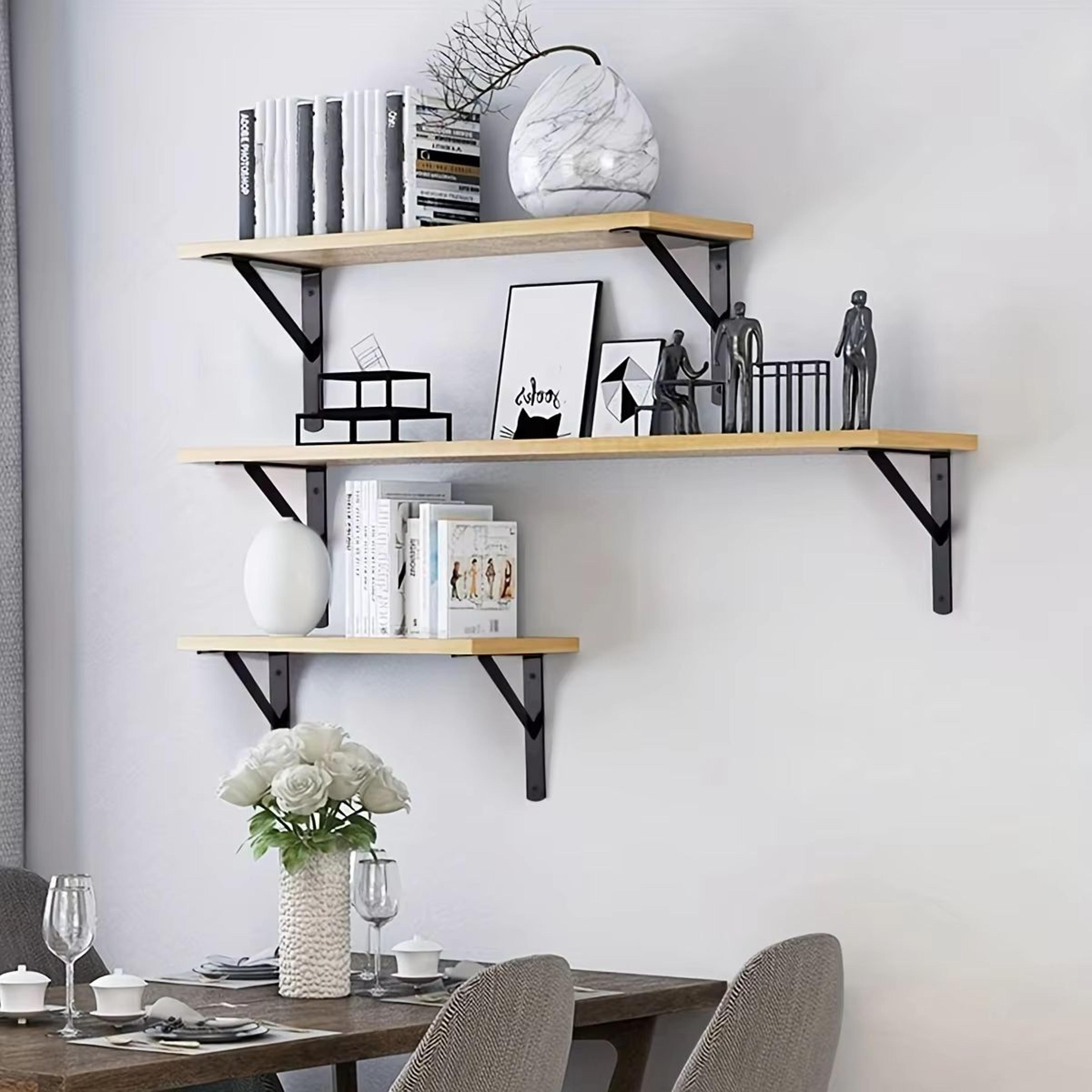 2pcs Rustic Iron Floating Shelf Brackets 90Degree Wall Mounted Triangle Support 2