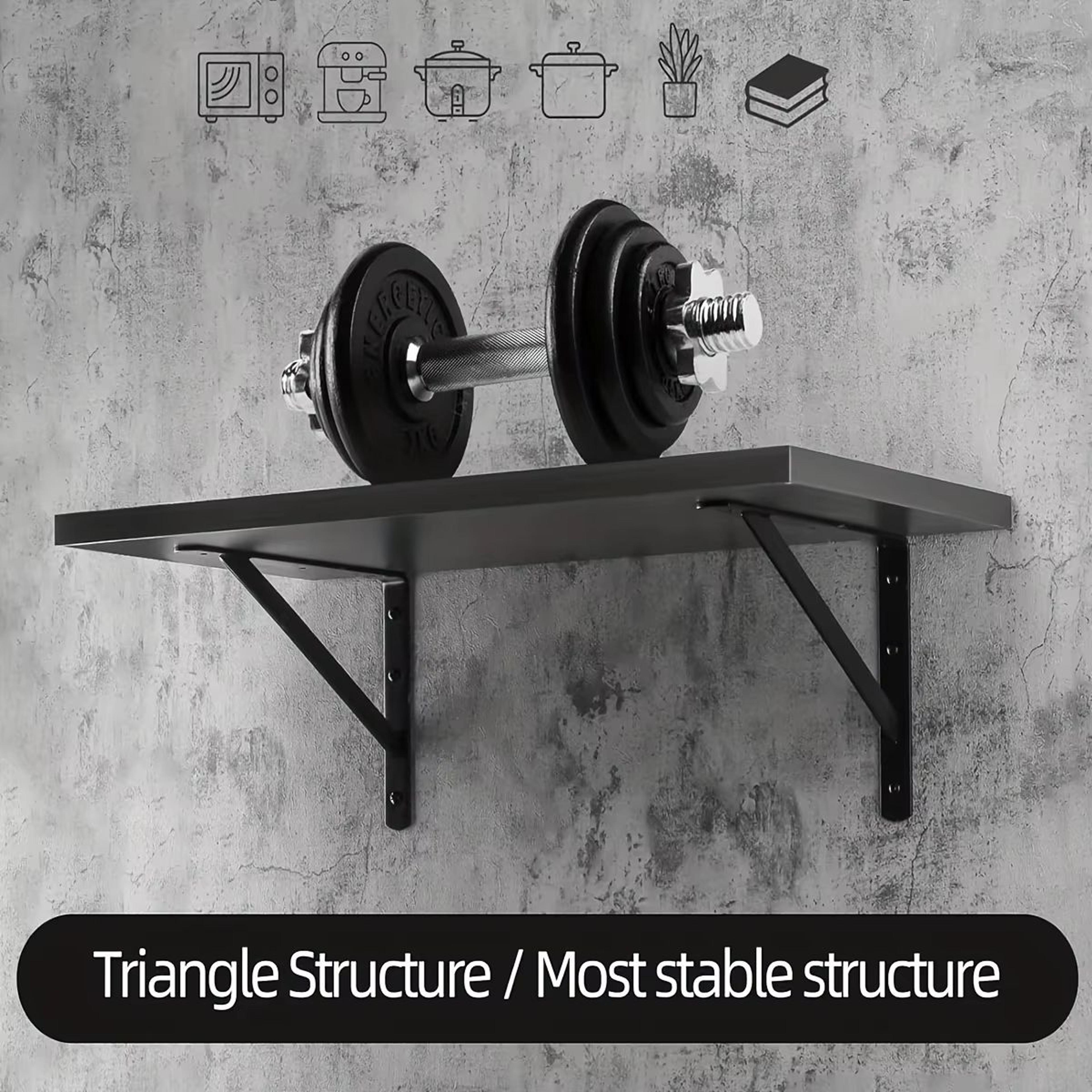 2pcs Rustic Iron Floating Shelf Brackets 90Degree Wall Mounted Triangle Support 3
