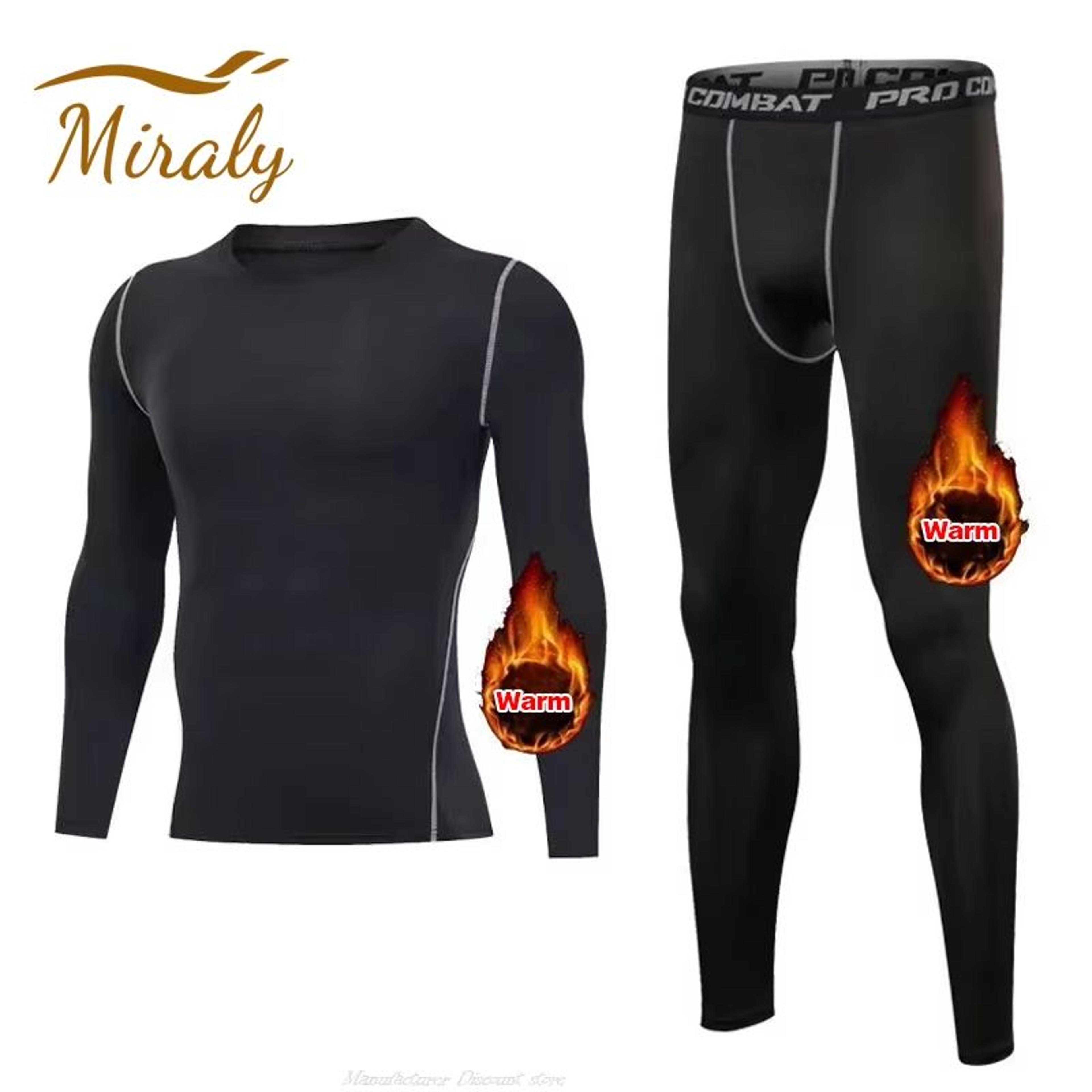 Mens 2Piece Winter Warm Fleece Thermal Underwear Set With Long Johns And Compression Tights 1