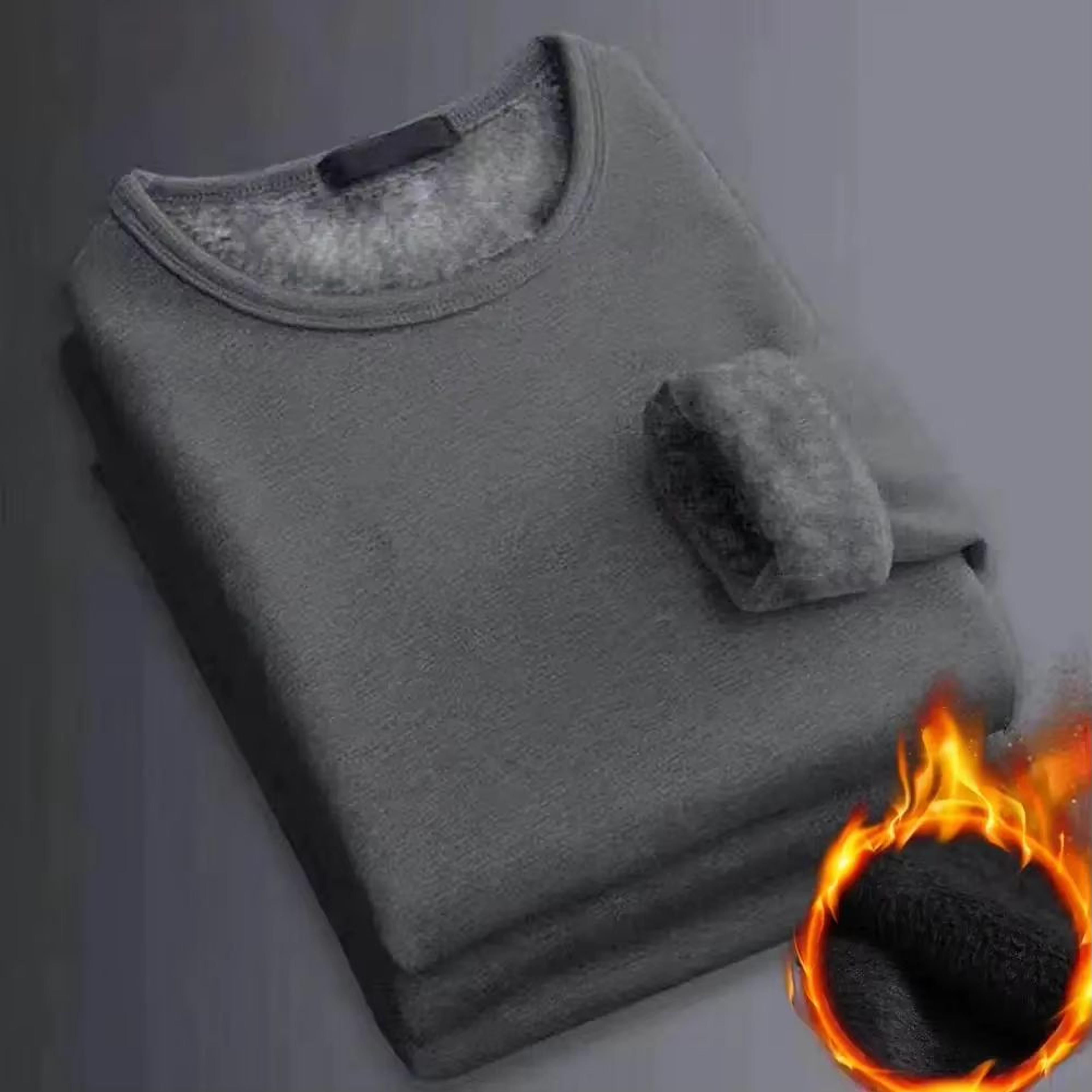 Mens Winter LongSleeve Fleece Thermal Base Layer Shirt With Plus Velvet Padding 0
