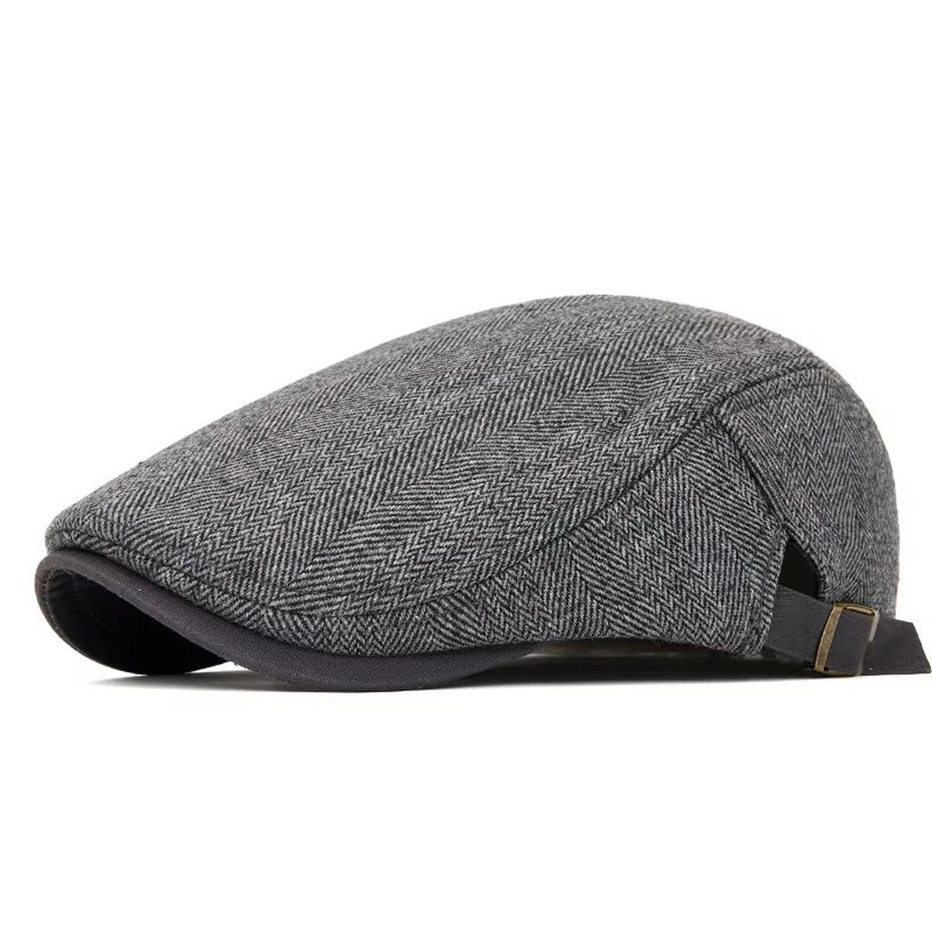Mens Vintage Striped Herringbone Octagonal Beret Hat 13