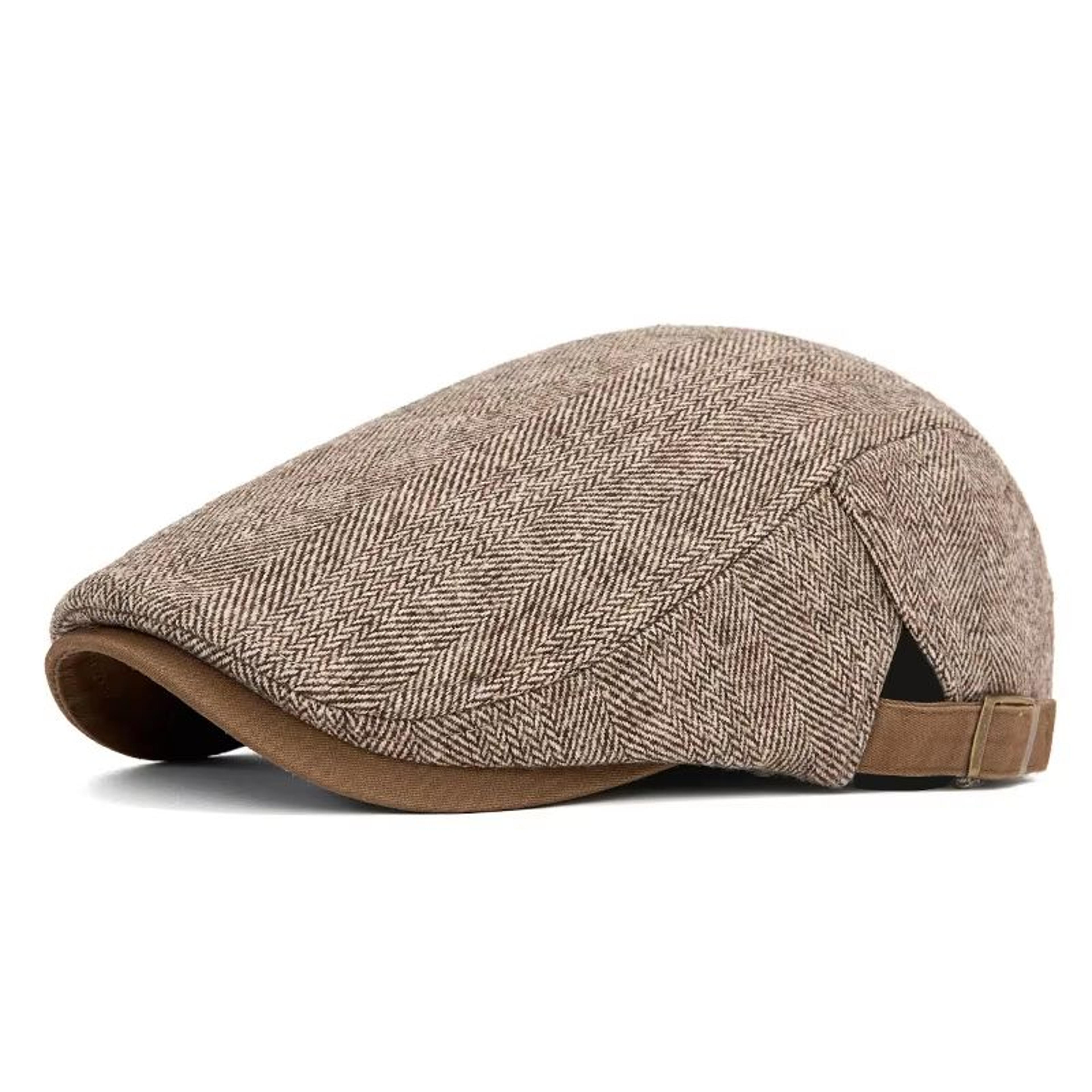 Mens Vintage Striped Herringbone Octagonal Beret Hat 14