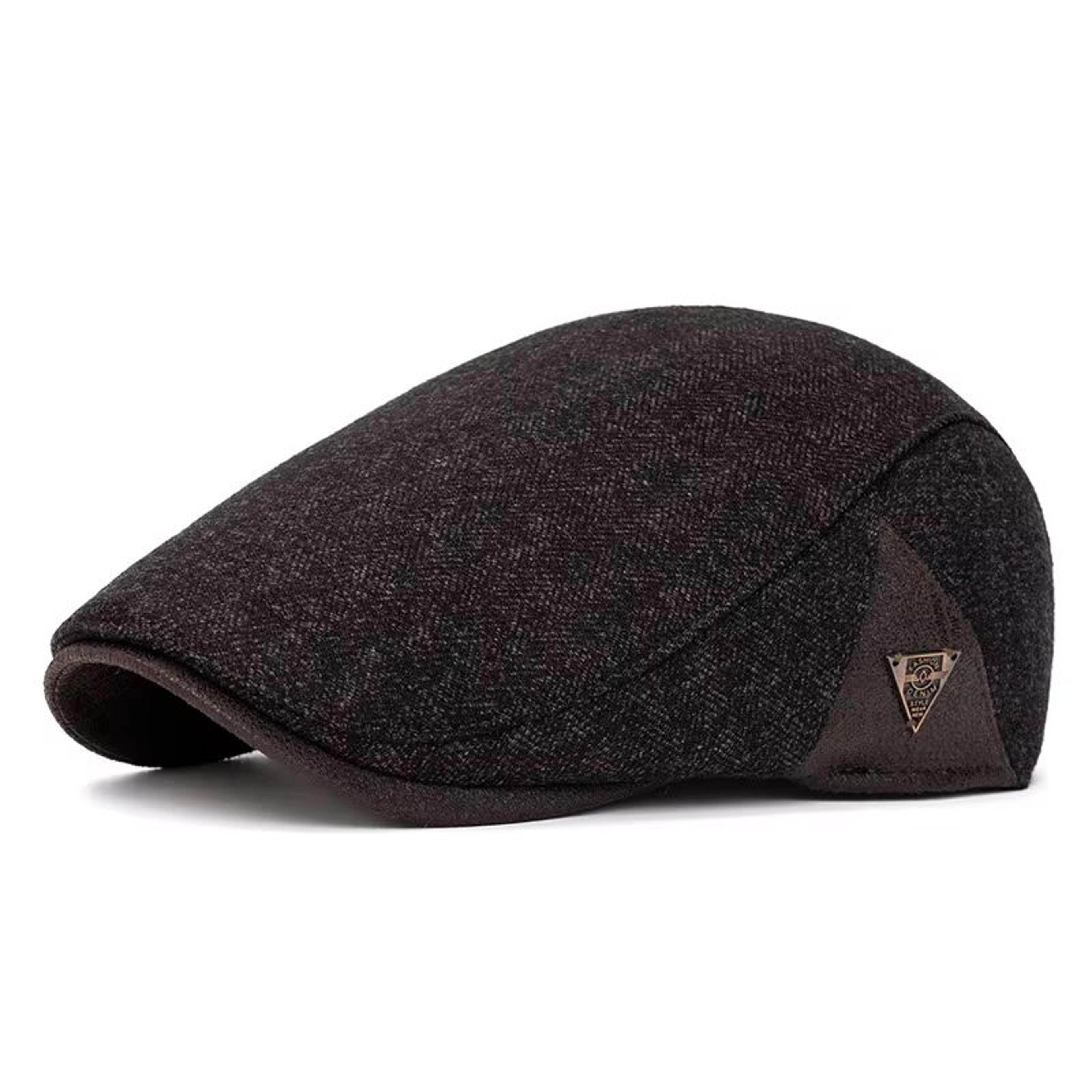Mens Vintage Striped Herringbone Octagonal Beret Hat 22